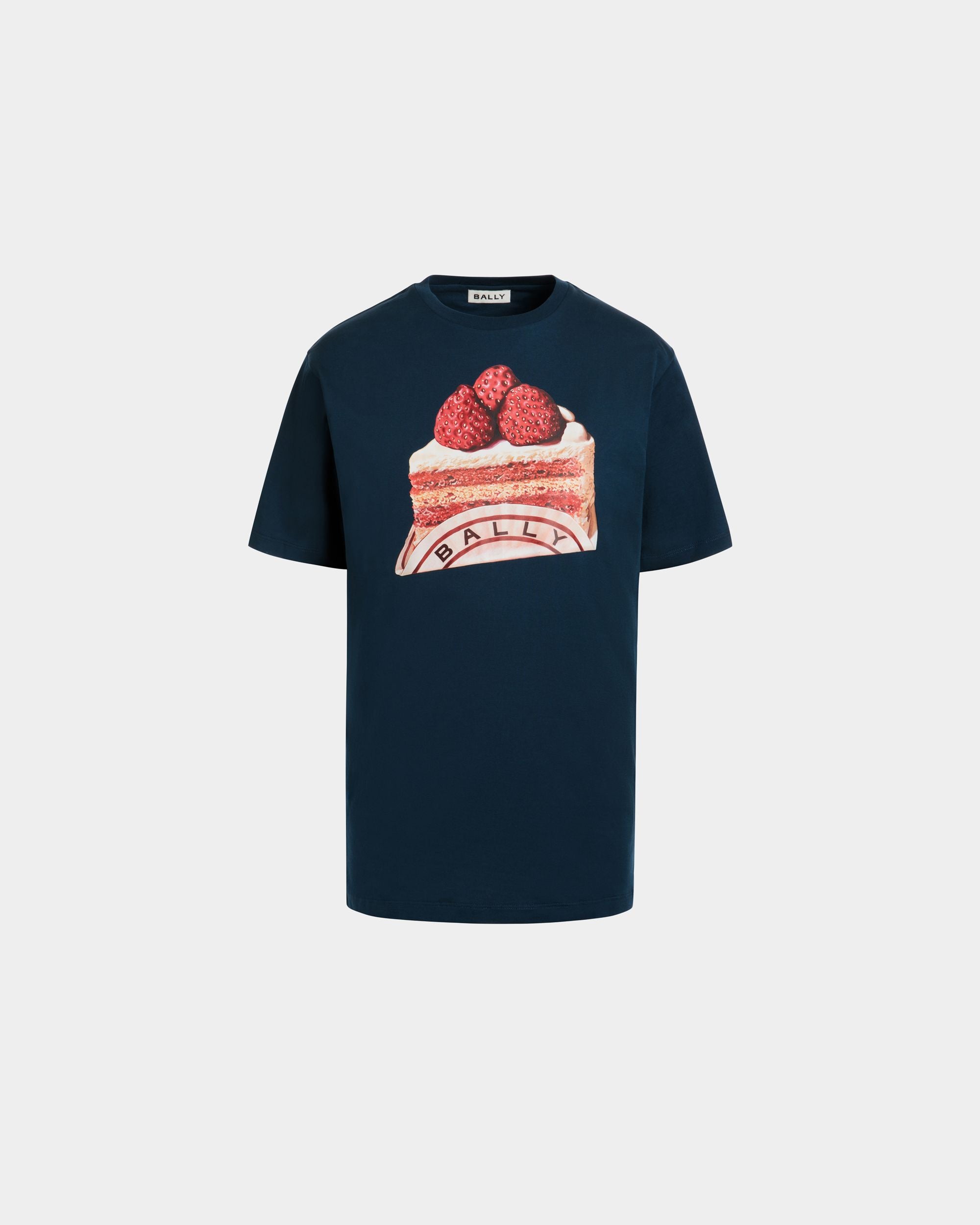 Camiseta De Algodón Navy Blue Con Estampado Bally Cake - Mujer - Bally - 01
