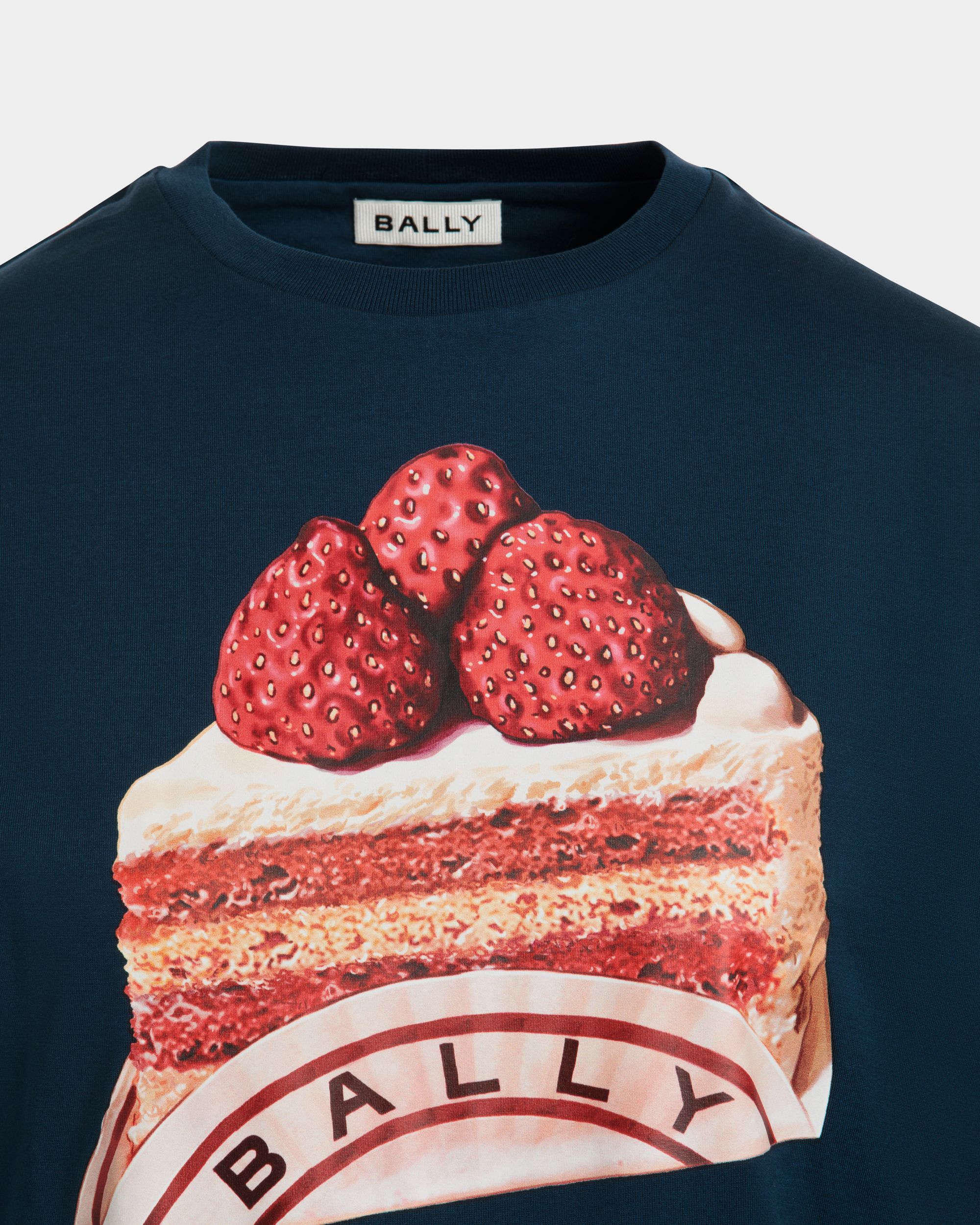 Camiseta De Algodón Navy Blue Con Estampado Bally Cake - Mujer - Bally - 04