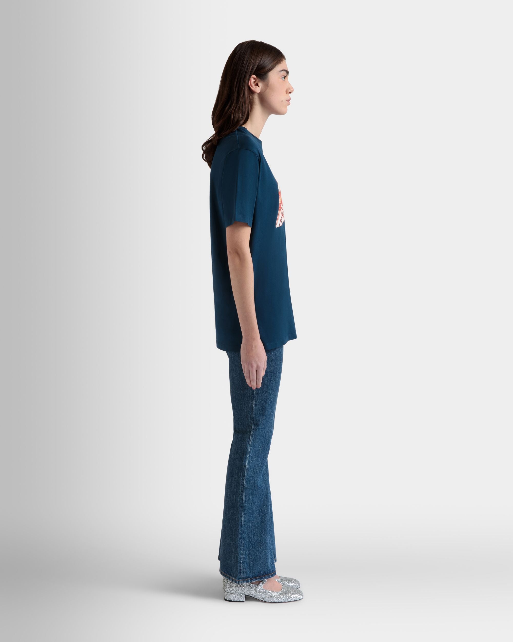 Camiseta De Algodón Navy Blue Con Estampado Bally Cake - Mujer - Bally - 05