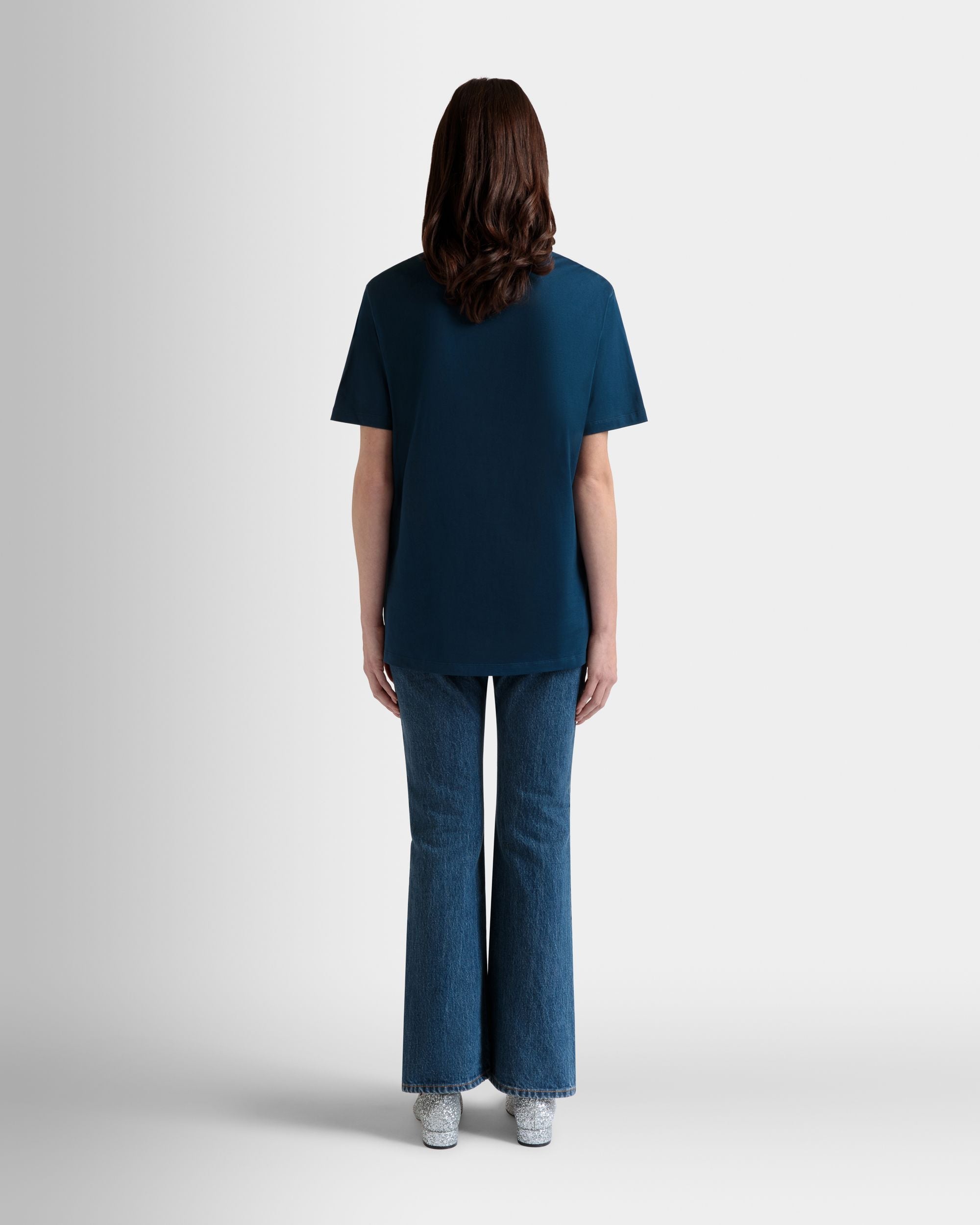 Camiseta De Algodón Navy Blue Con Estampado Bally Cake - Mujer - Bally - 06