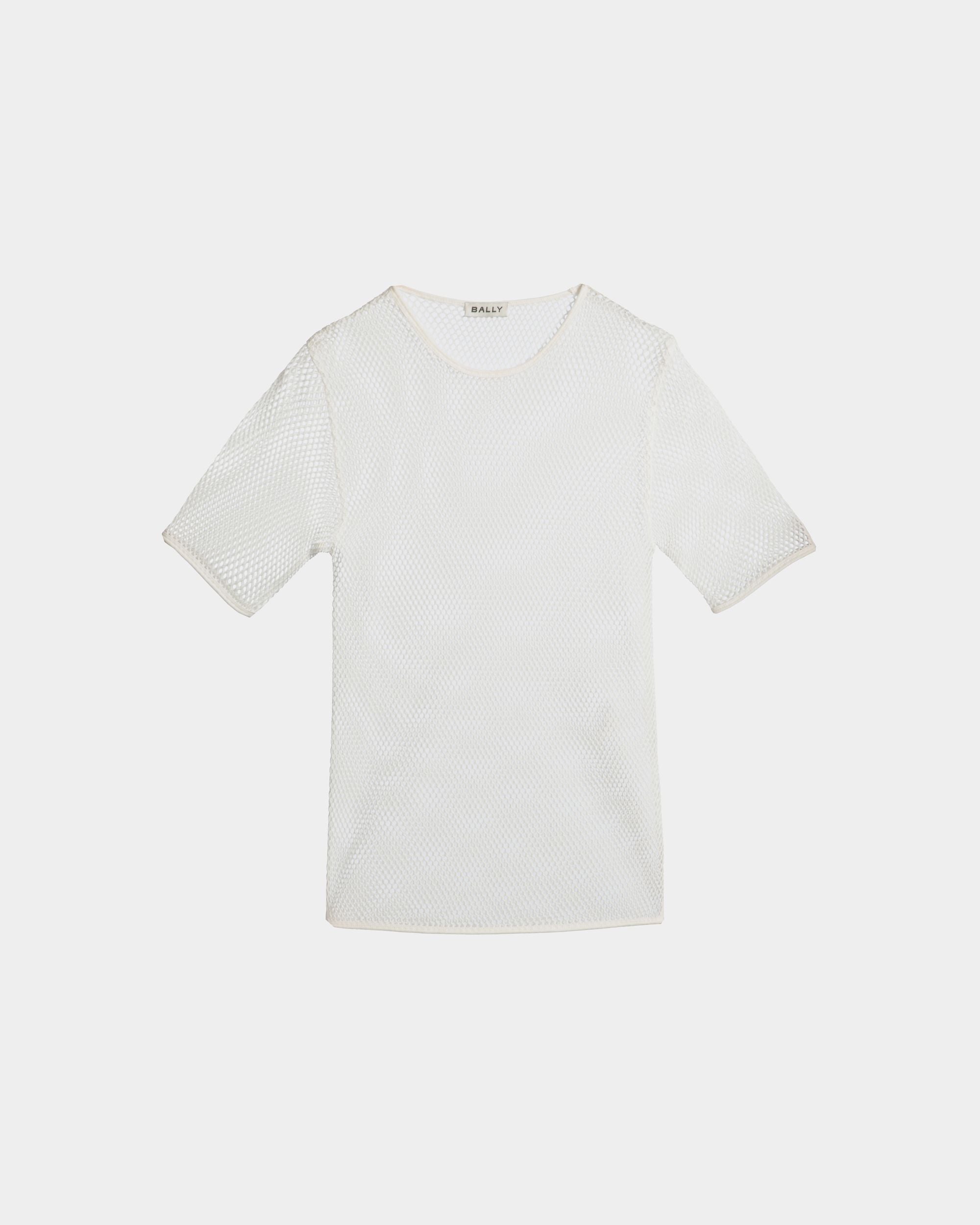Mesh T-Shirt in White Cotton - Women's - Bally - 01