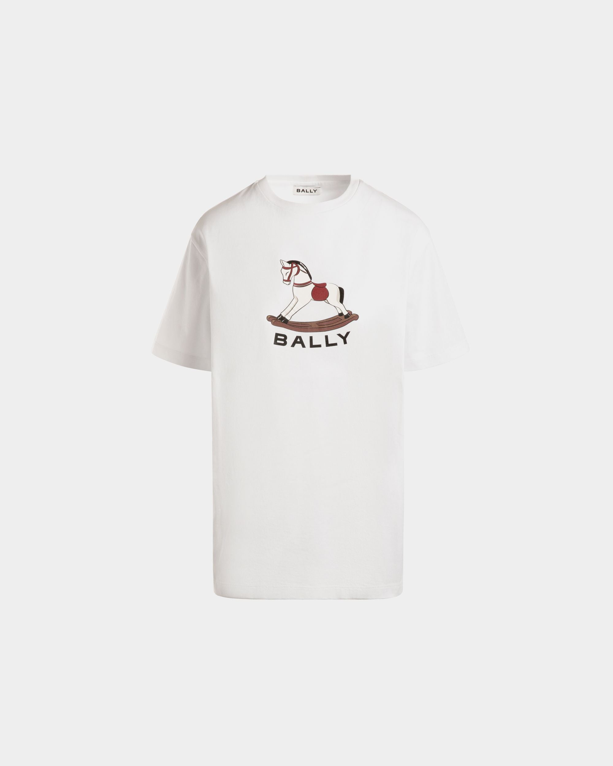 Camiseta De Algodón Blanco Con Estampado Beni Bischof Rocking Horse - Mujer - Bally - 01