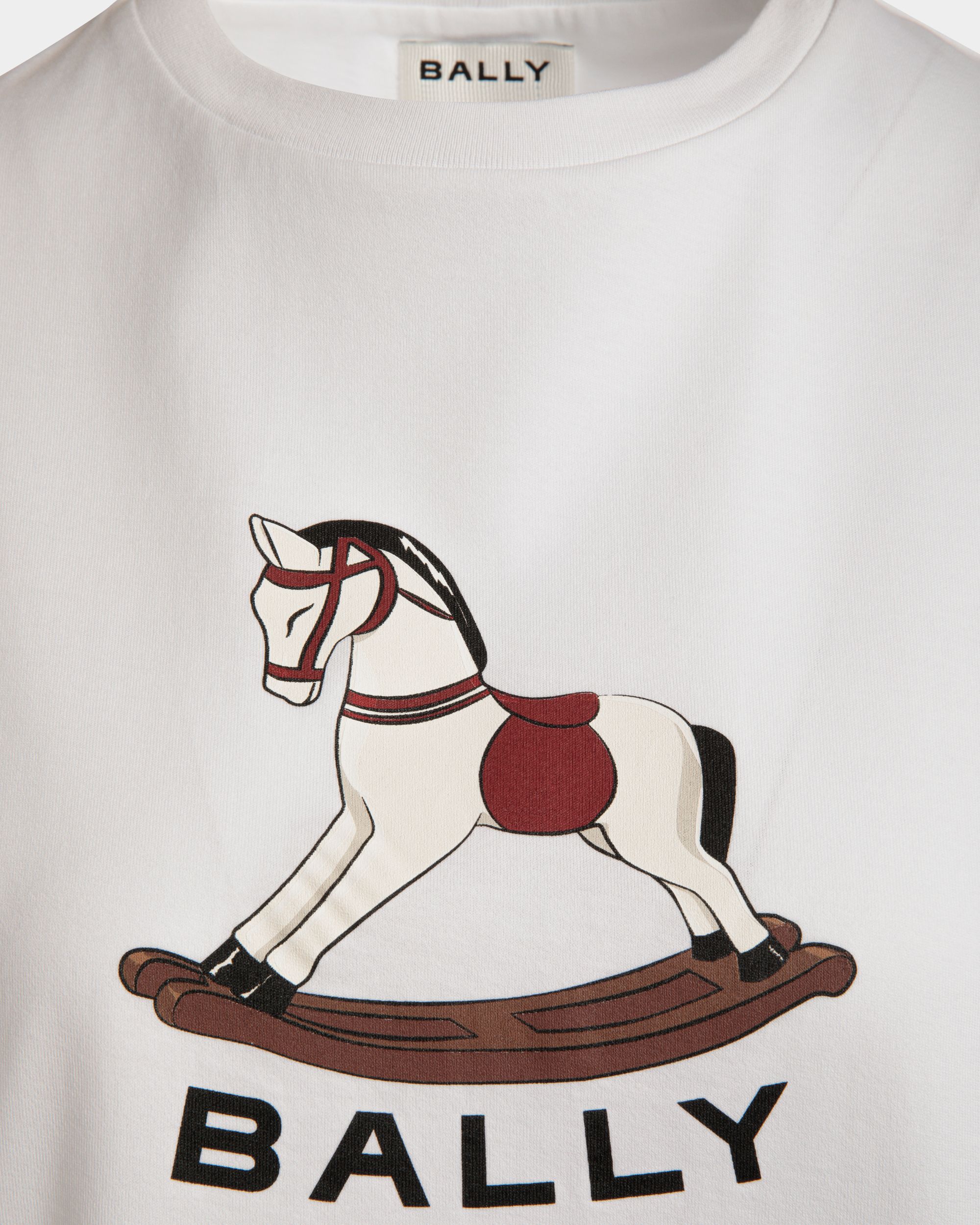 Camiseta De Algodón Blanco Con Estampado Beni Bischof Rocking Horse - Mujer - Bally - 04