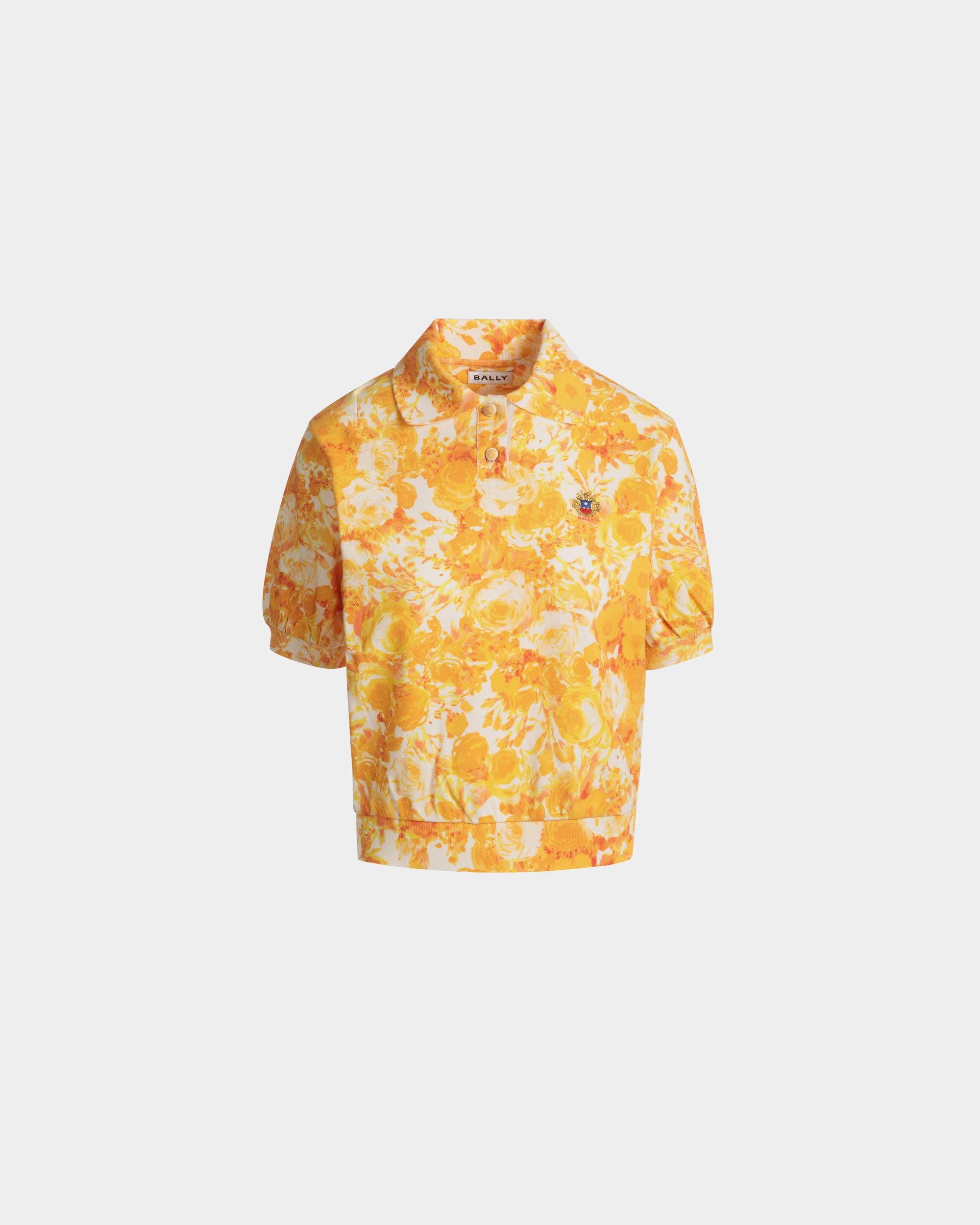 Polo De Algodón Koi Orange Con Estampado Rosengarten - Mujer - Bally - 01