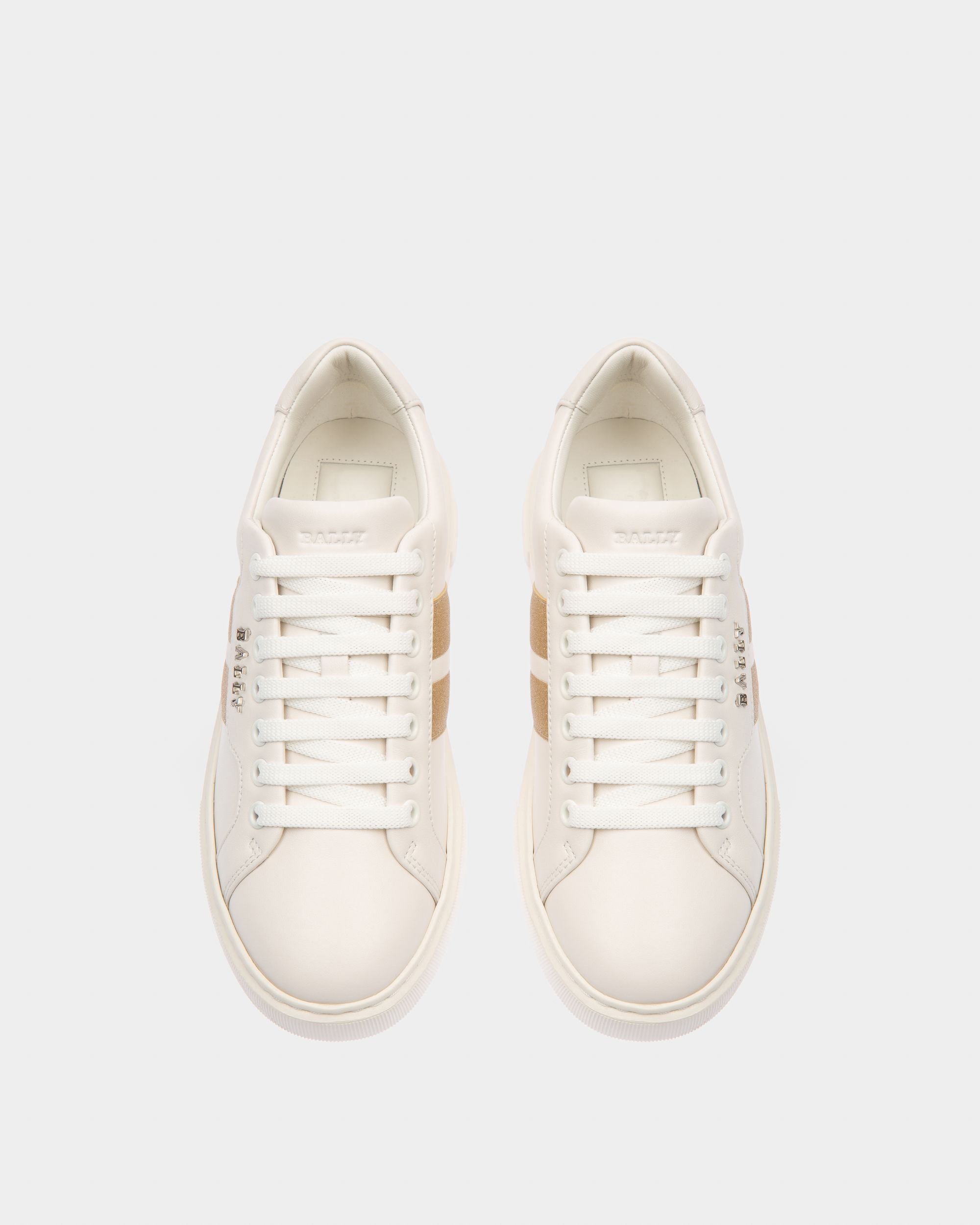 Melany Zapatillas De Piel En Blanco Y Oro Amarillo - Mujer - Bally - 02