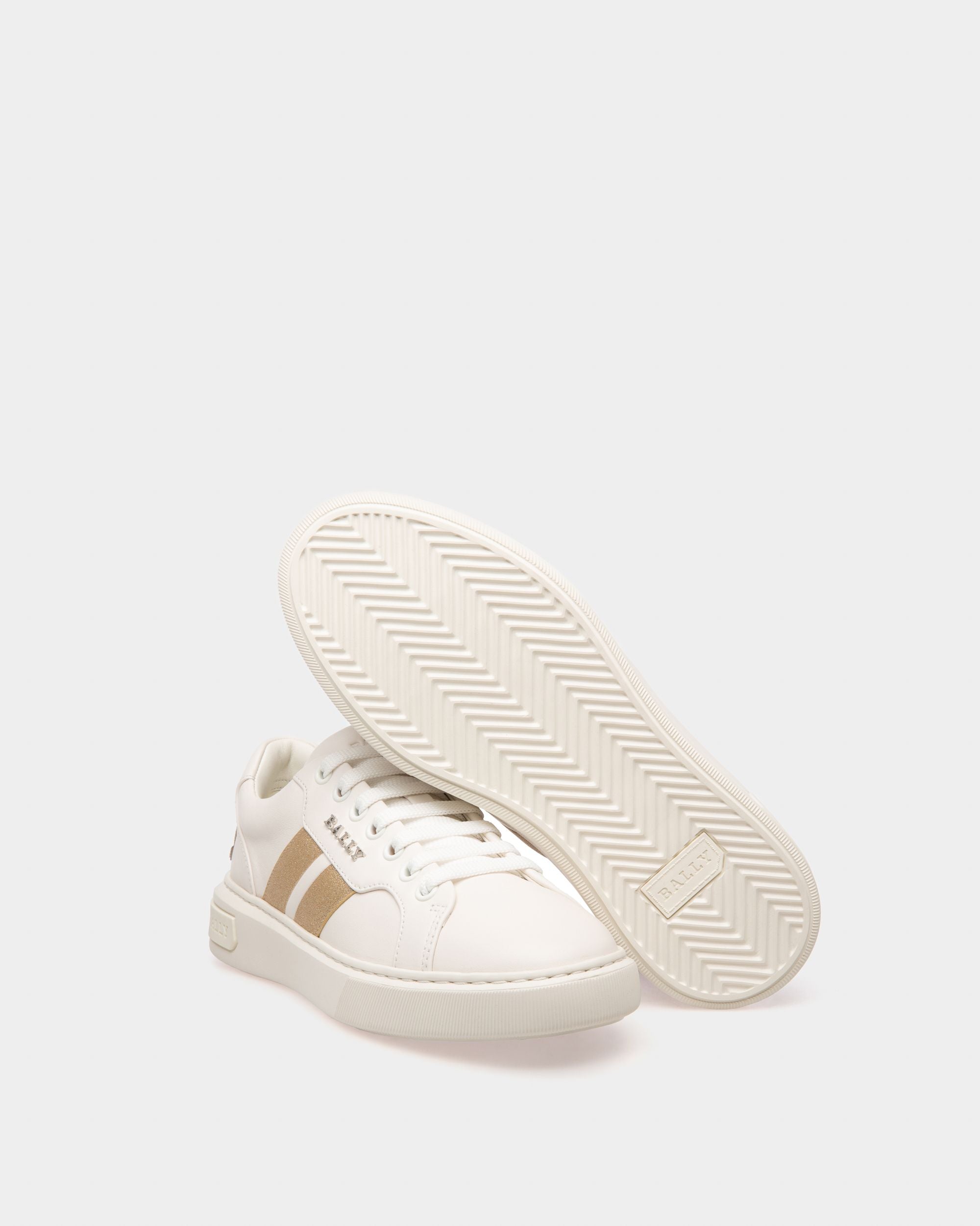 Melany Zapatillas De Piel En Blanco Y Oro Amarillo - Mujer - Bally - 04