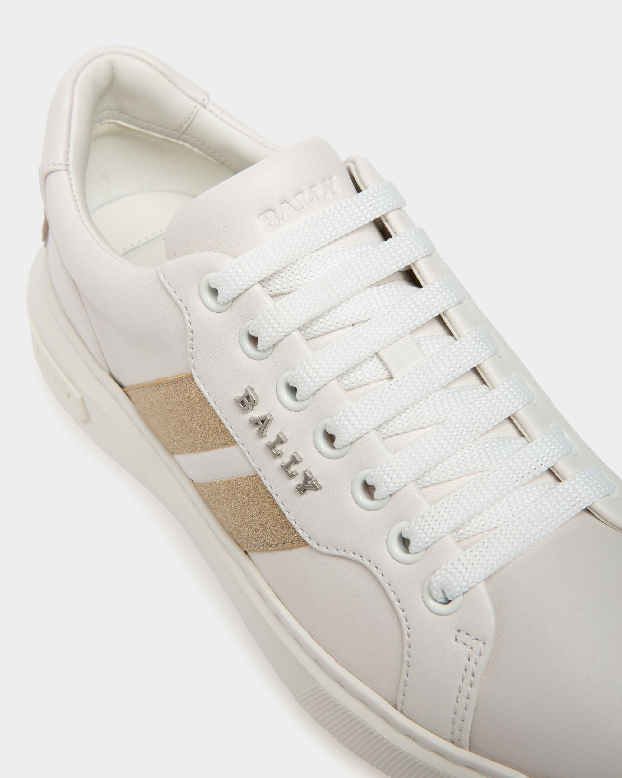 Melany Zapatillas De Piel En Blanco Y Oro Amarillo - Mujer - Bally - 05