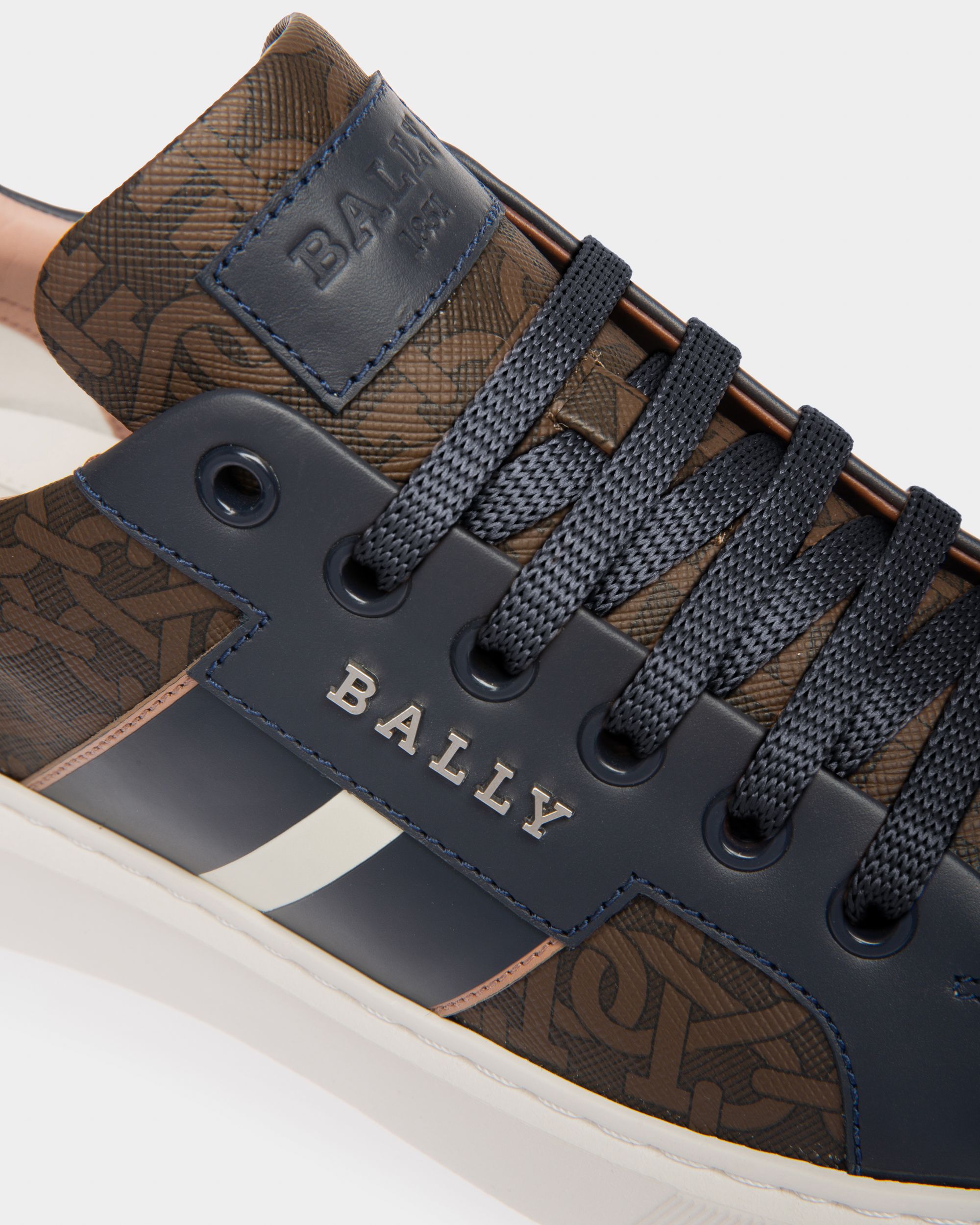 Myron Tpu & Leather Sneakers In Brown & Navy - Women's - Bally - 06
