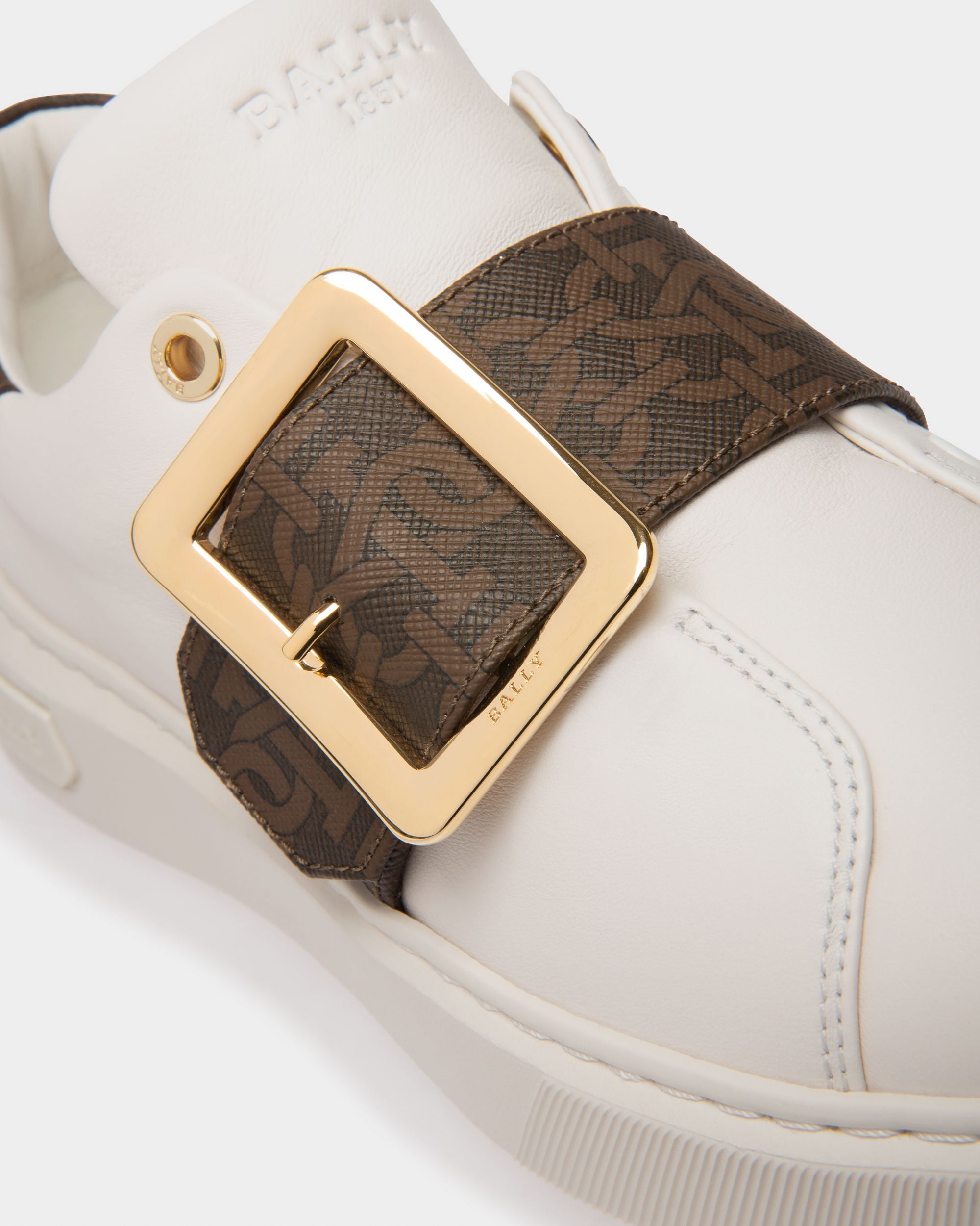 Misty Sneakers In White And Brown Leather And Cotton - Women's - Bally - 05