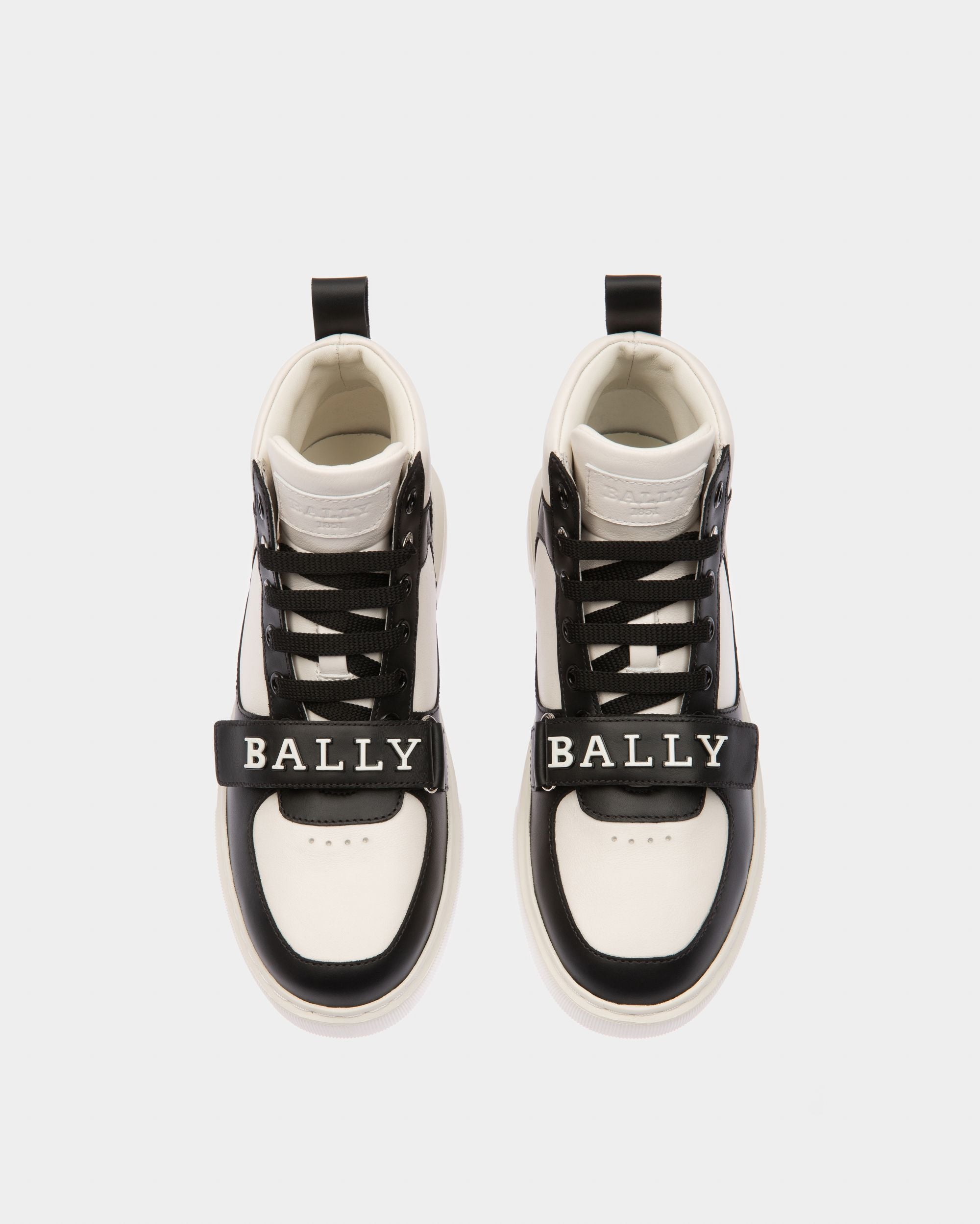 Merryk Leather Sneakers In White & Black - Women's - Bally - 02