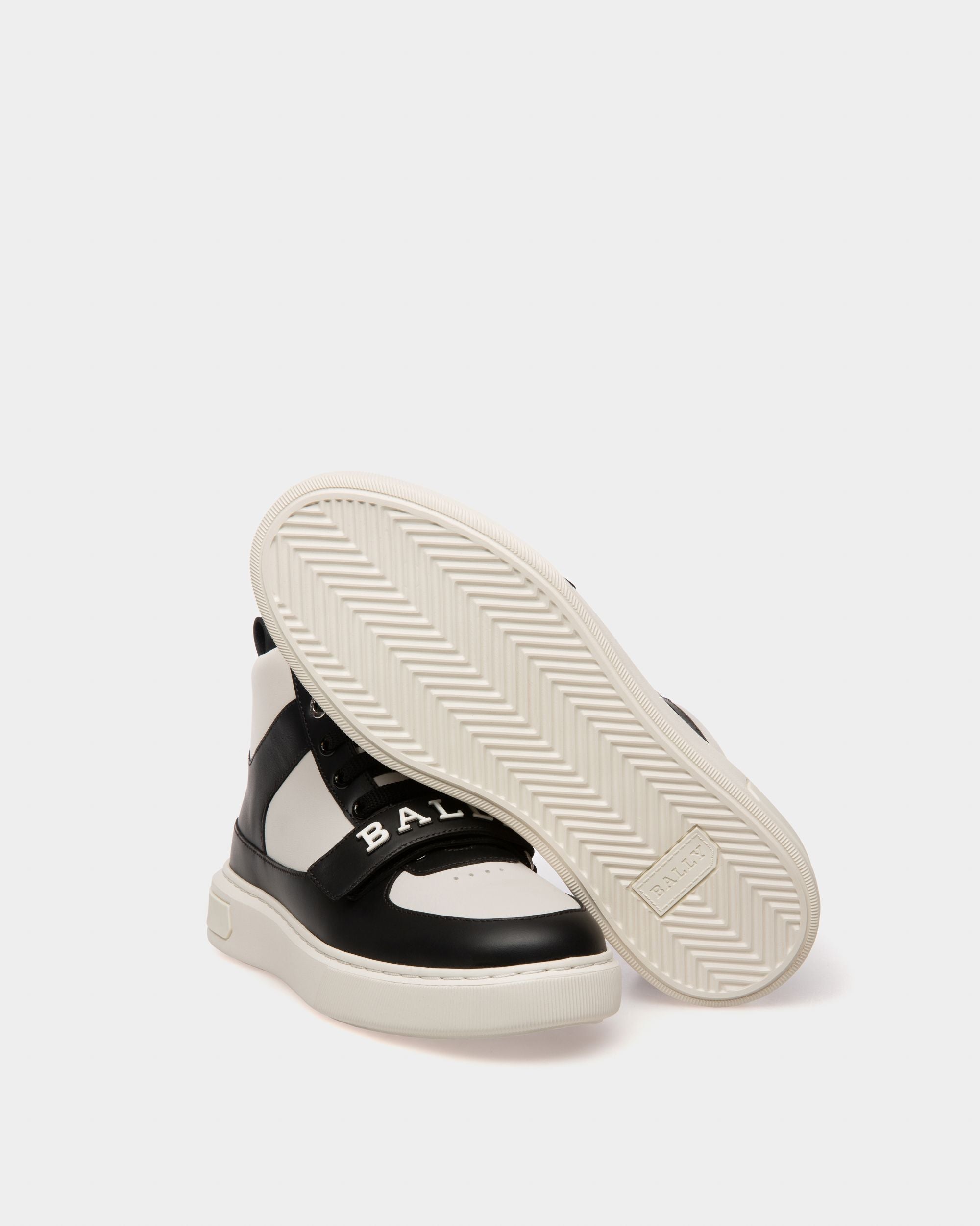 Merryk Leather Sneakers In White & Black - Women's - Bally - 04