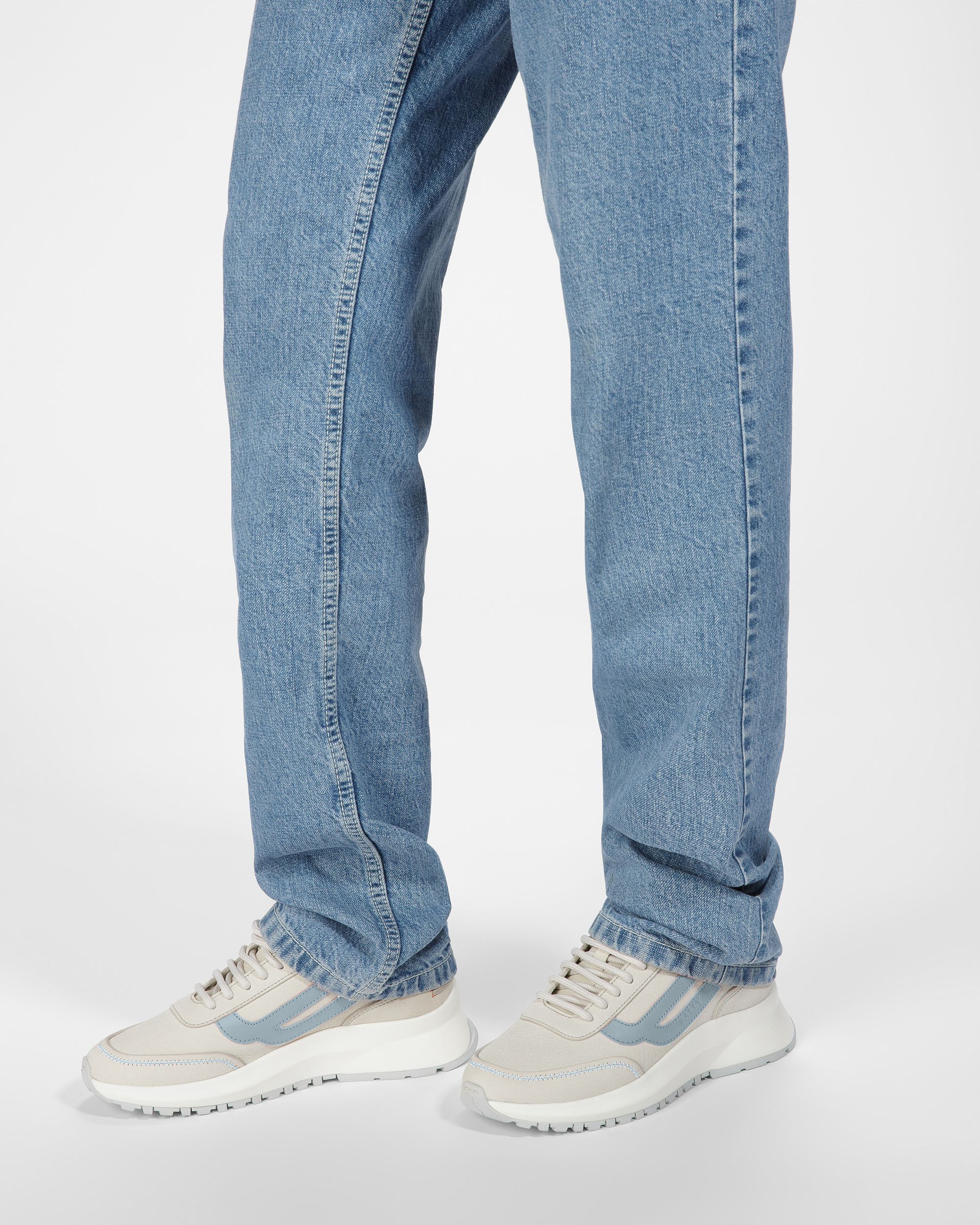 Darys Zapatillas De Piel En Blanco Empolvado Y Azul Claro - Mujer - Bally - 05