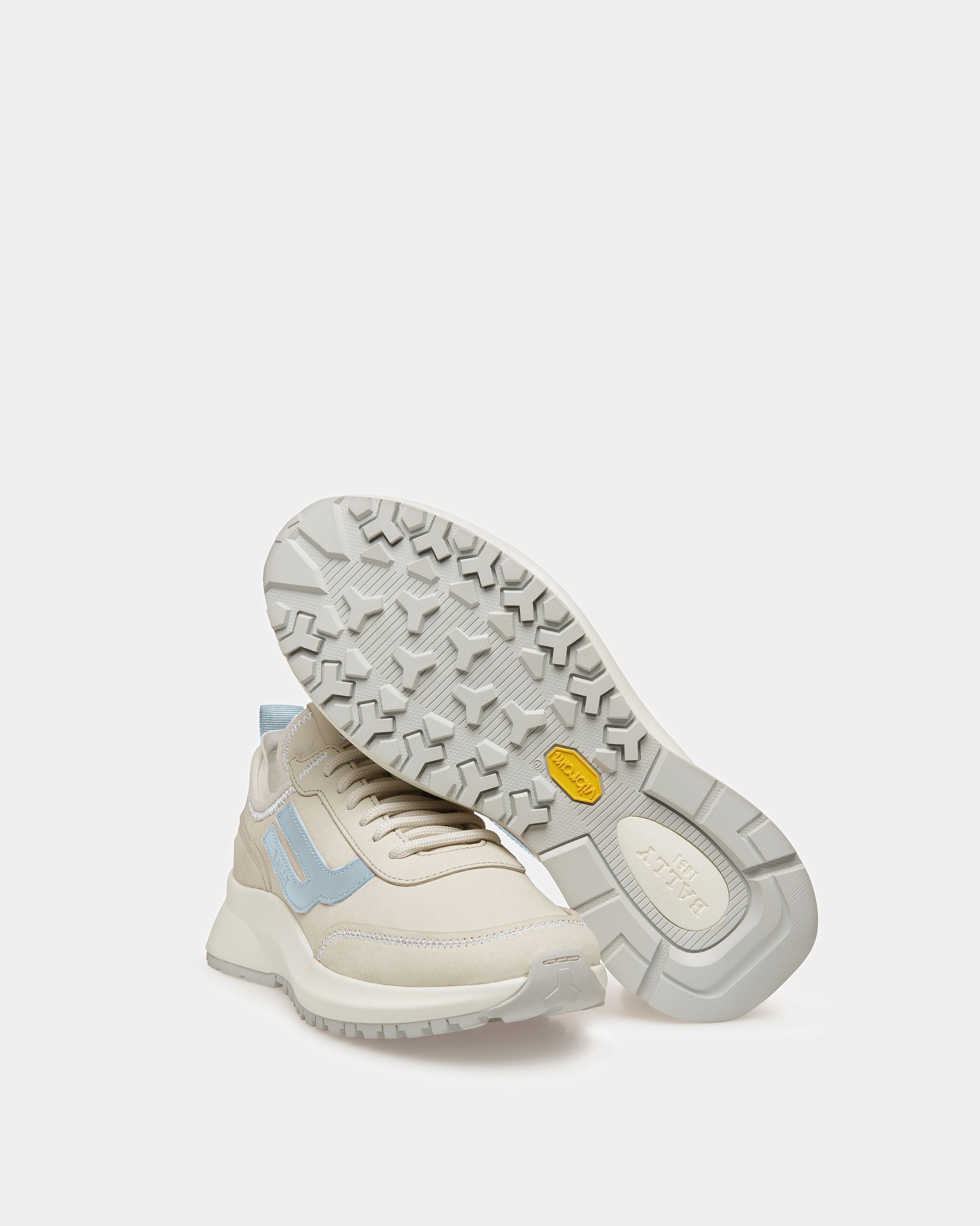 Darys Zapatillas De Piel En Blanco Empolvado Y Azul Claro - Mujer - Bally - 06