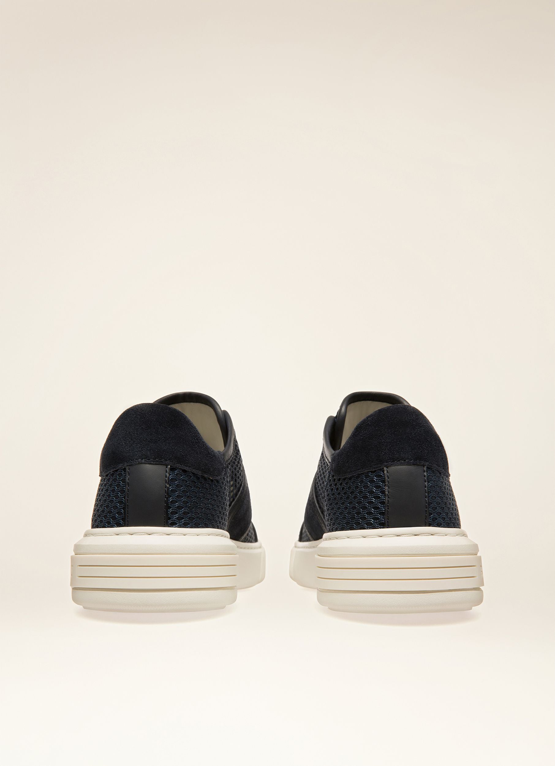 Myller Mesh & Leather Mix Sneakers In Navy & White - Women's - Bally - 03