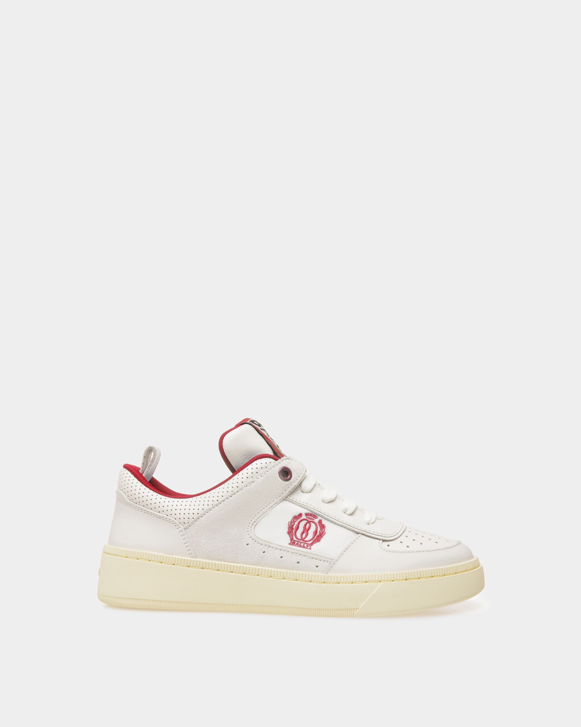 Zapatillas Raise De Piel Blanca Y Roja - Mujer - Bally - 01