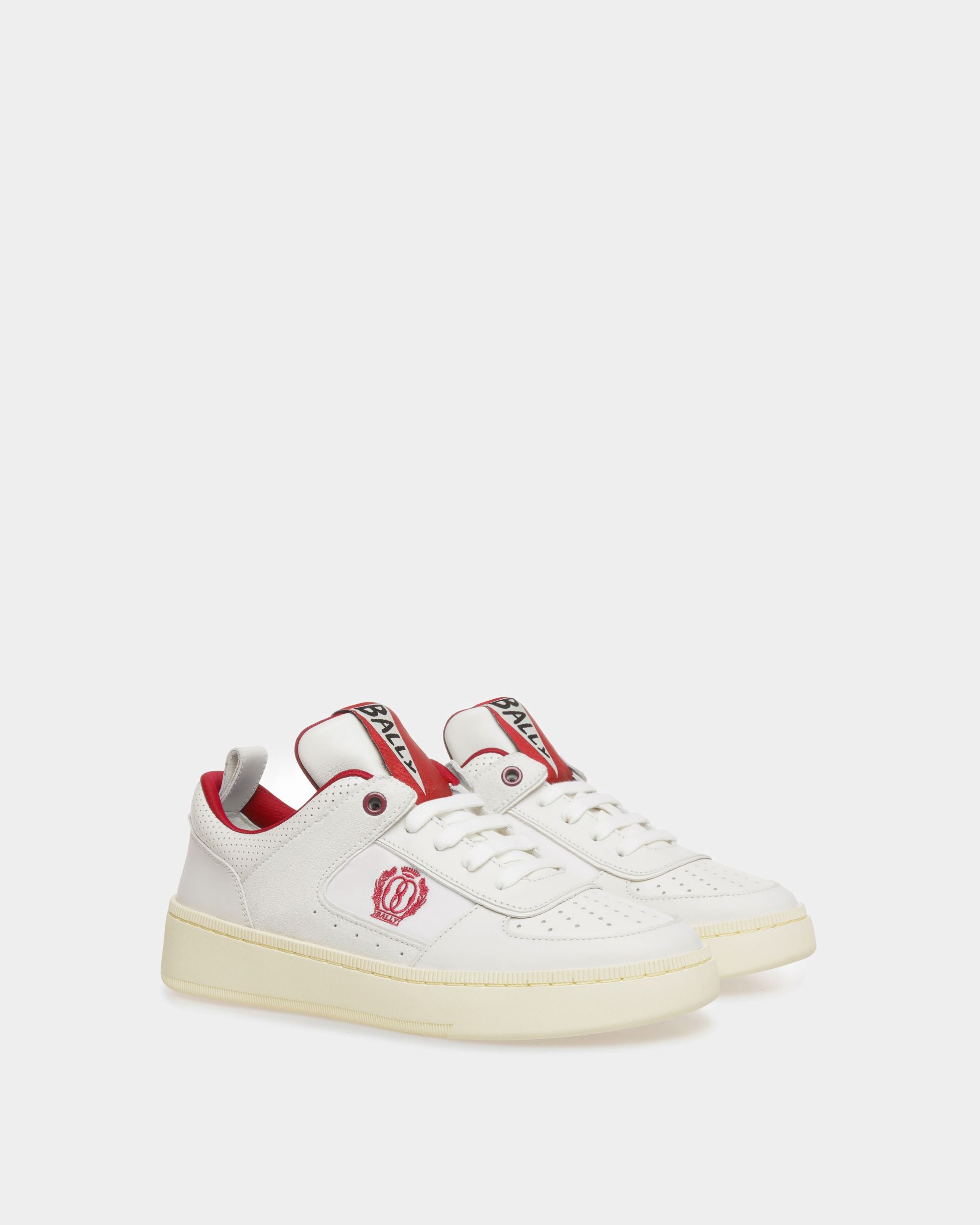 Zapatillas Raise De Piel Blanca Y Roja - Mujer - Bally - 02