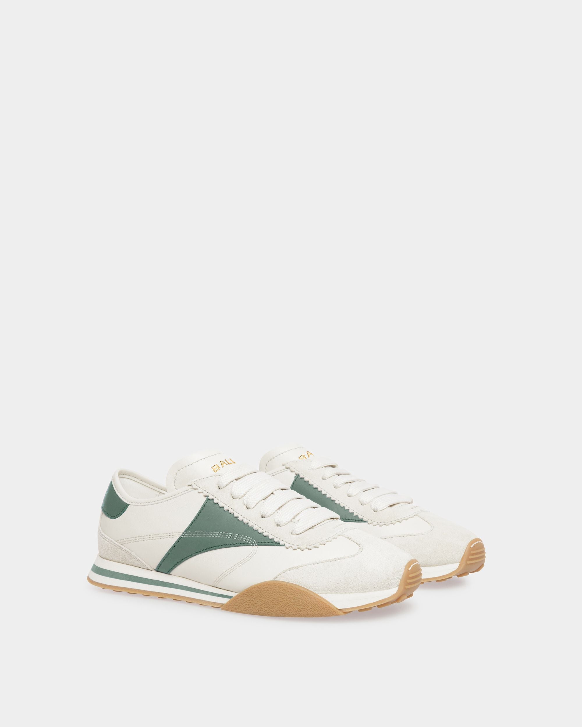 Zapatillas Sussex De Piel Blanco Roto Y Verde - Mujer - Bally - 02