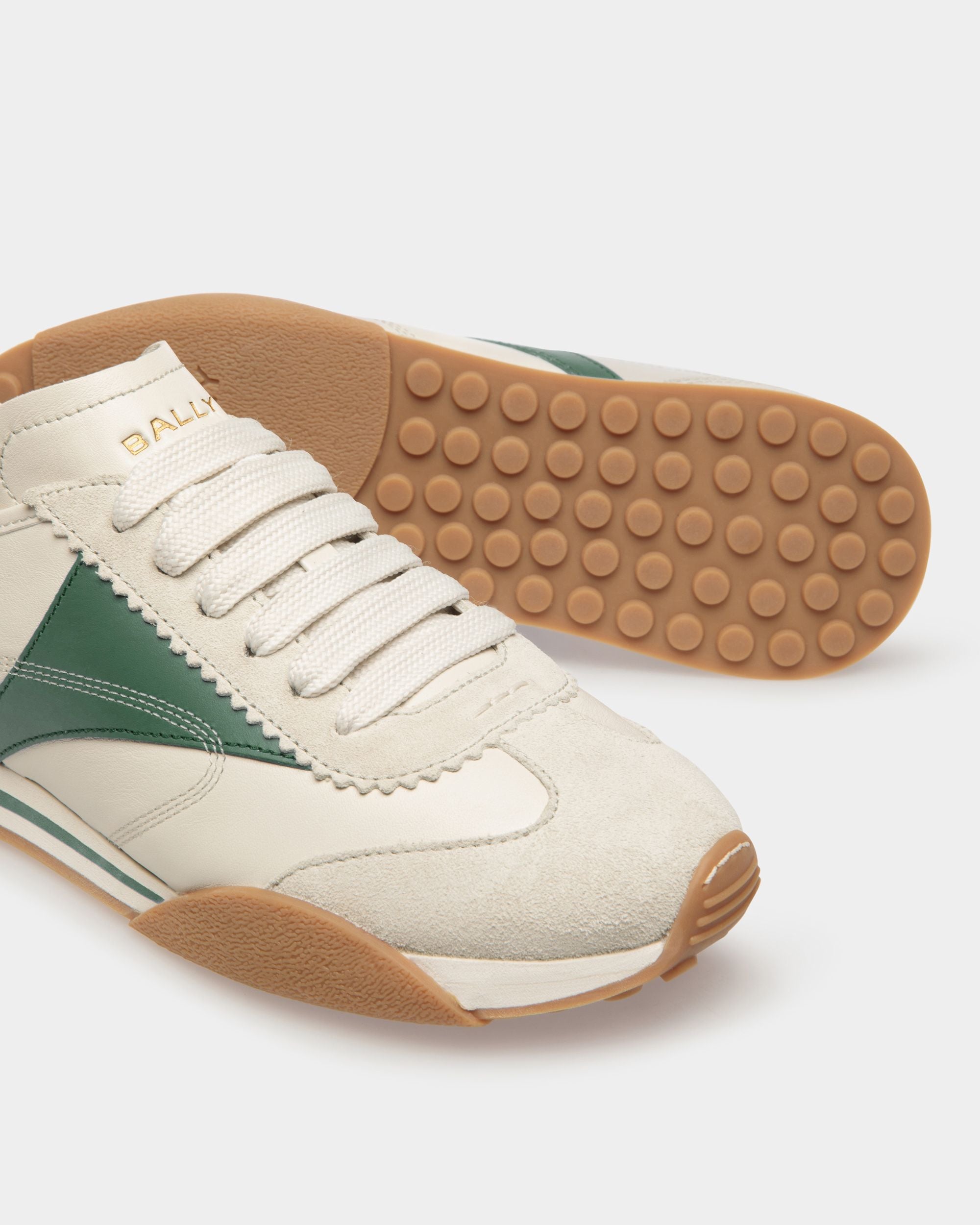 Zapatillas Sussex De Piel Blanco Roto Y Verde - Mujer - Bally - 04