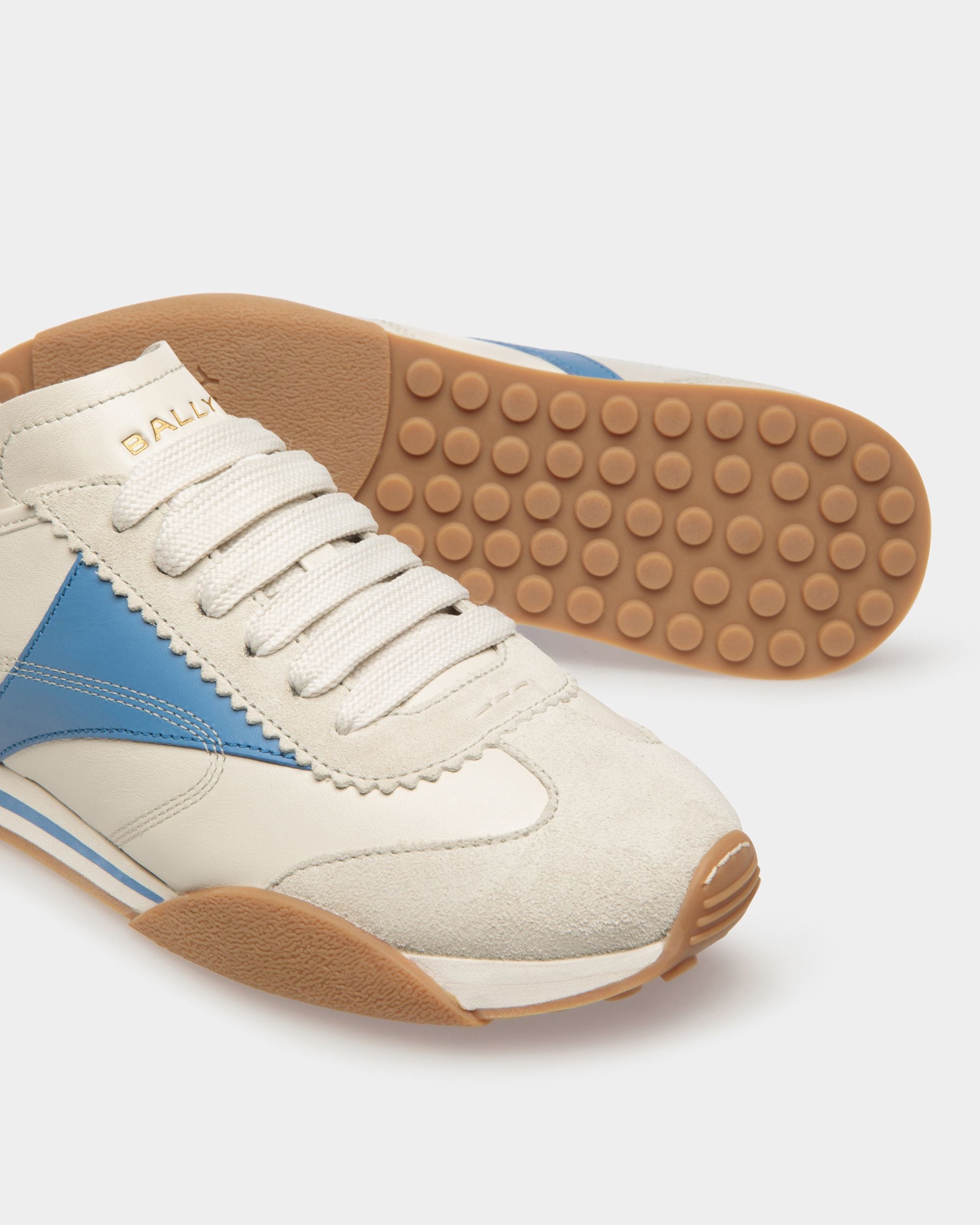 Zapatillas Sussex De Piel Blanco Roto Y Azul - Mujer - Bally - 04