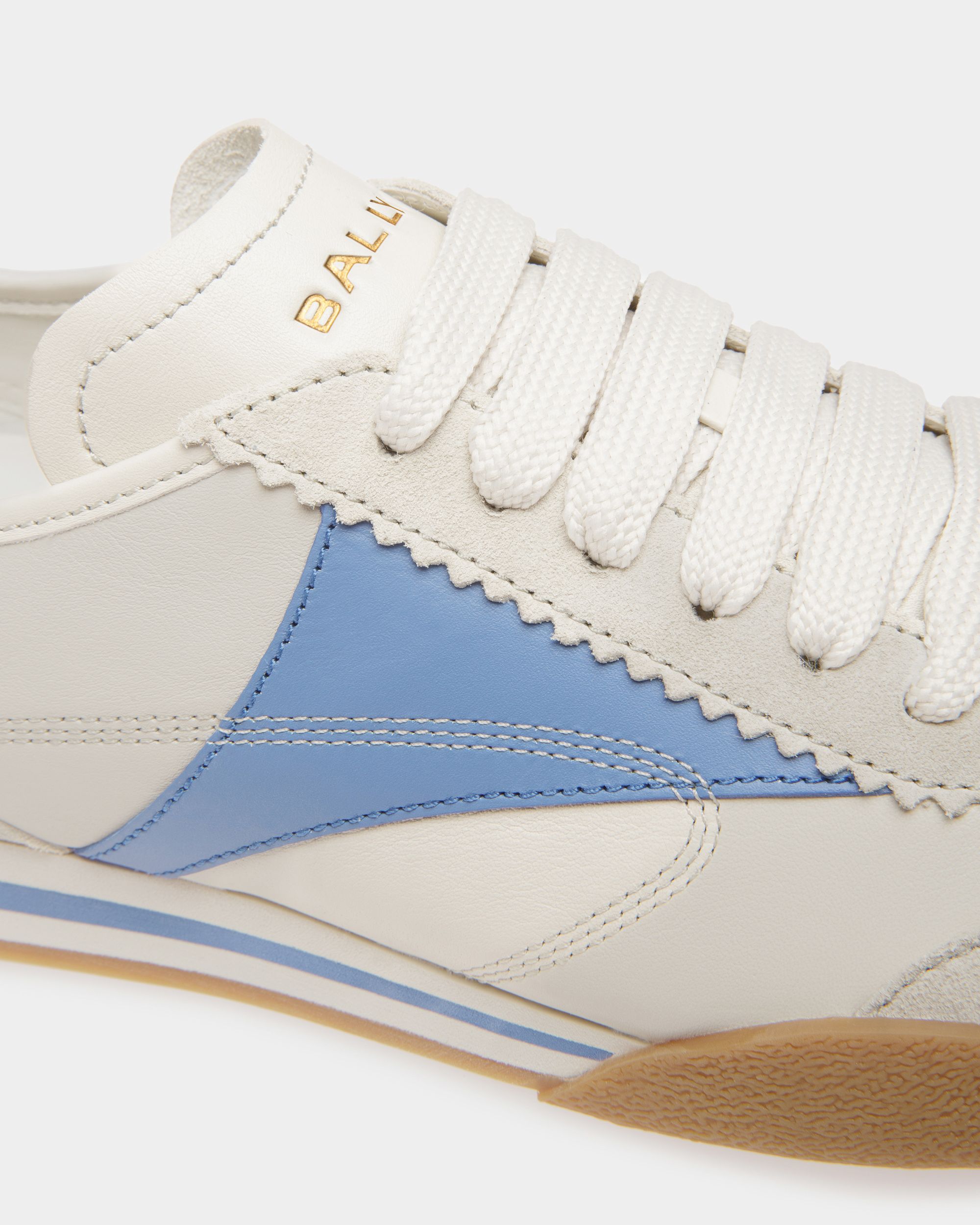 Zapatillas Sussex De Piel Blanco Roto Y Azul - Mujer - Bally - 05