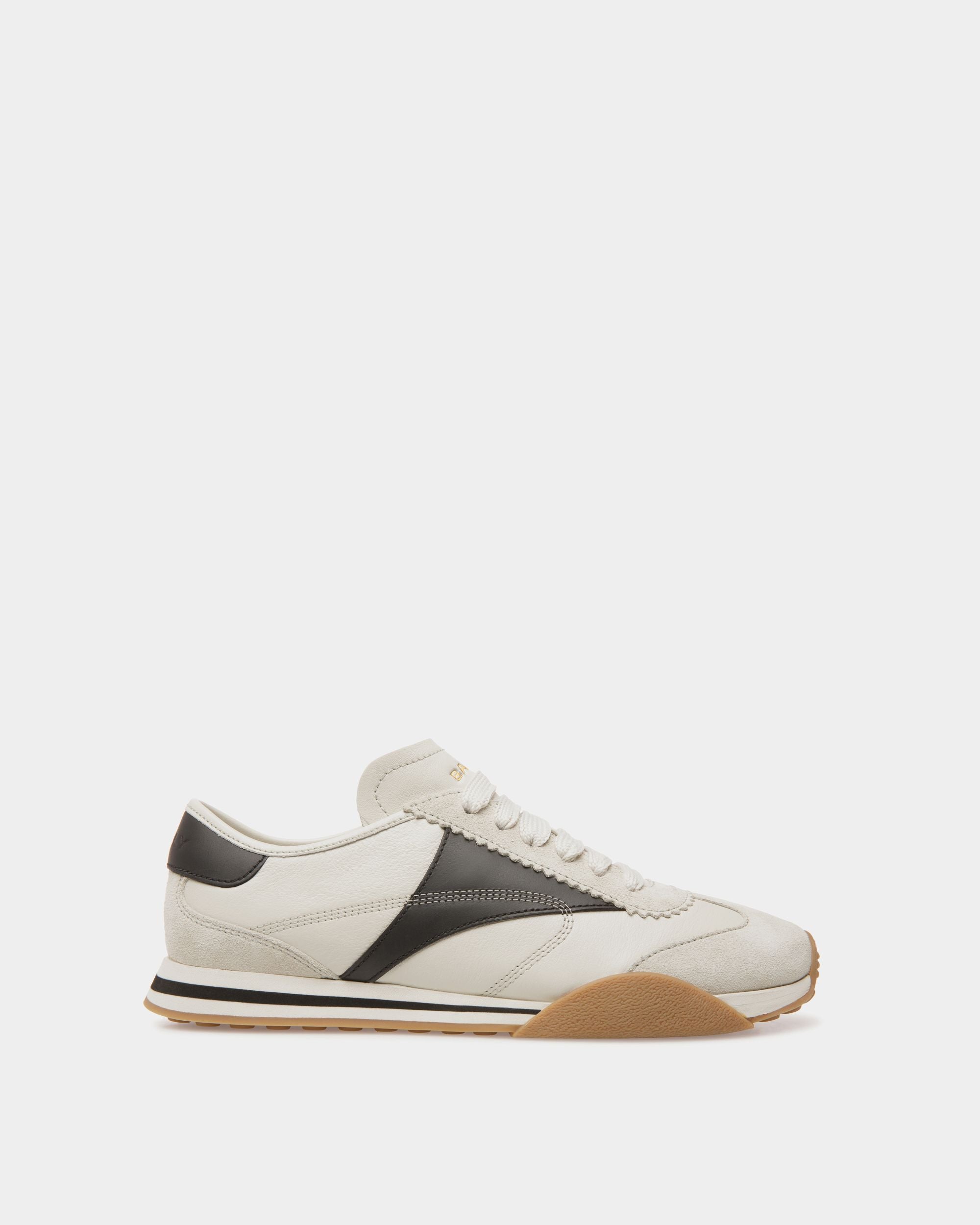 Sussex Sneaker In Dusty White And Black Leather - Women's - Bally - 01