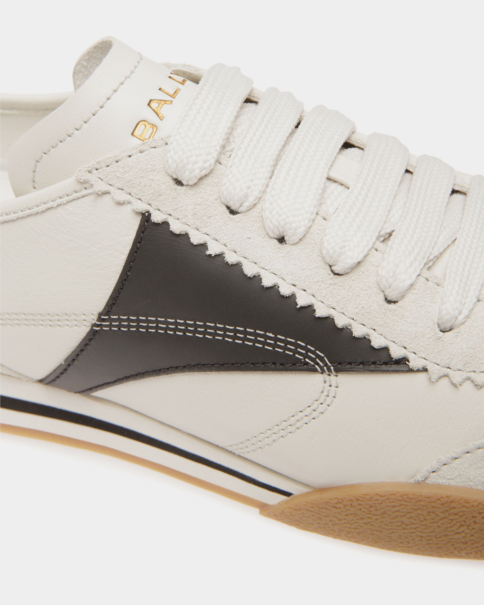 Sussex Sneaker In Dusty White And Black Leather - Women's - Bally - 05