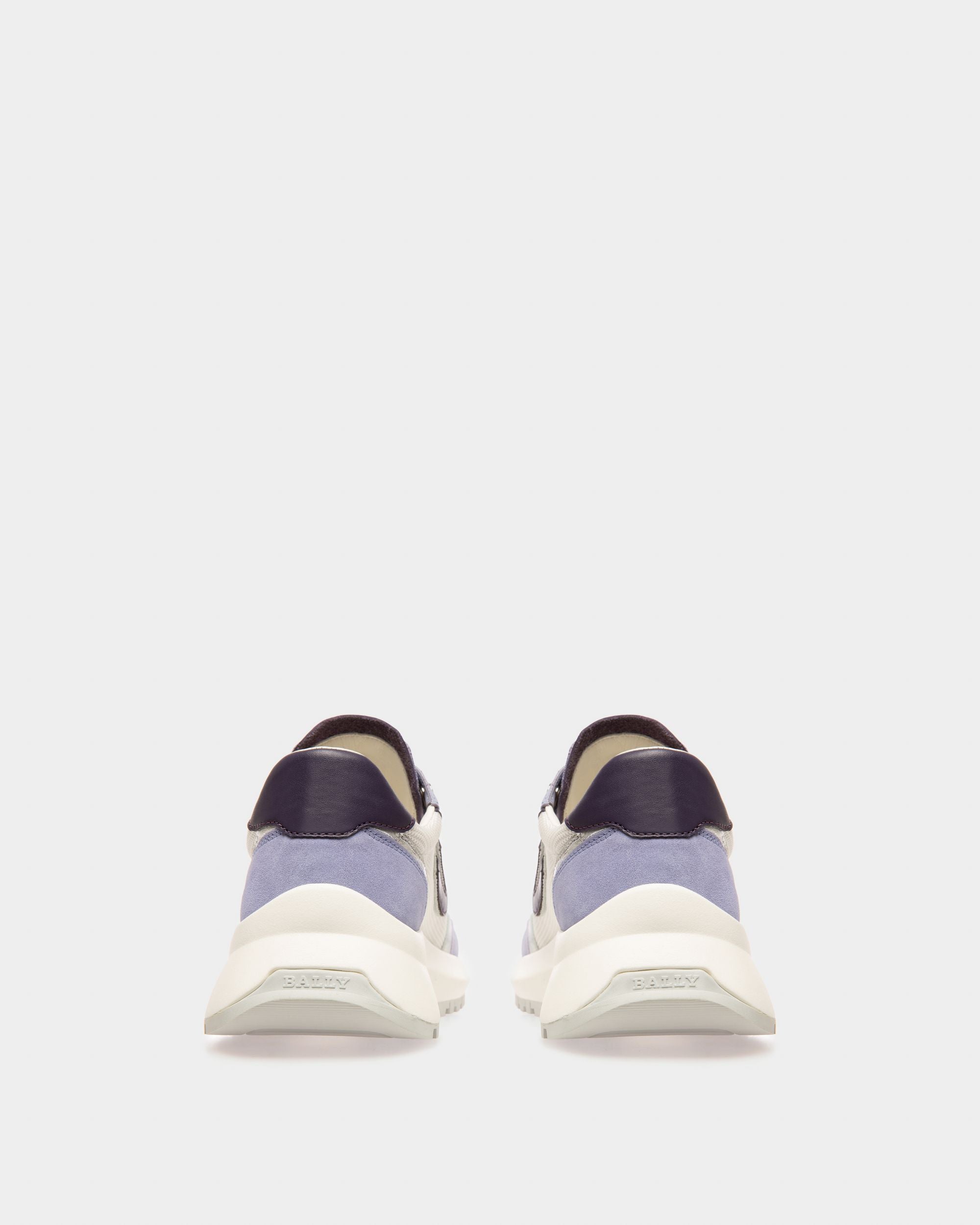 Zapatilla Outline De Nailon Blanco Y Piel Morada - Mujer - Bally - 03