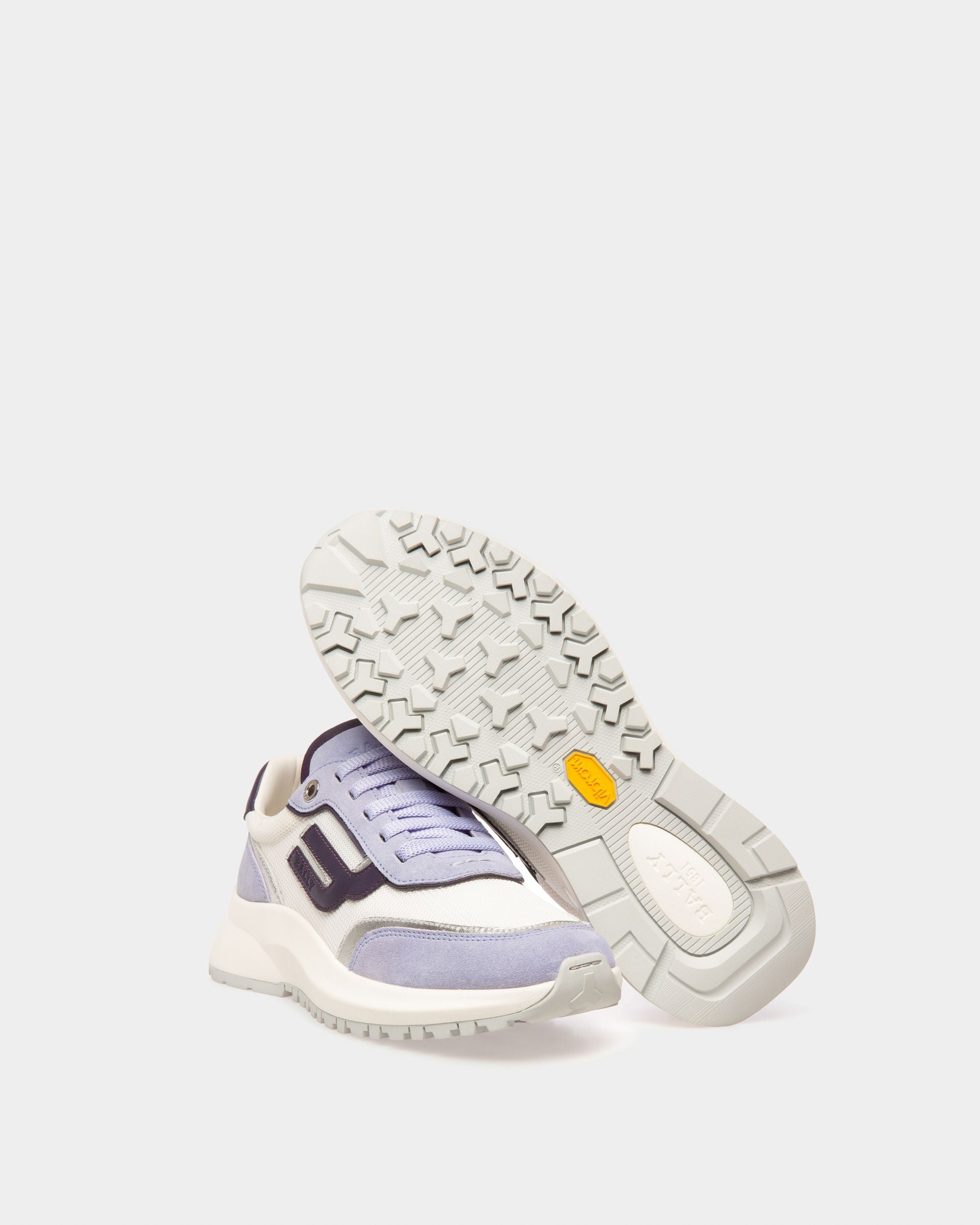 Zapatilla Outline De Nailon Blanco Y Piel Morada - Mujer - Bally - 04