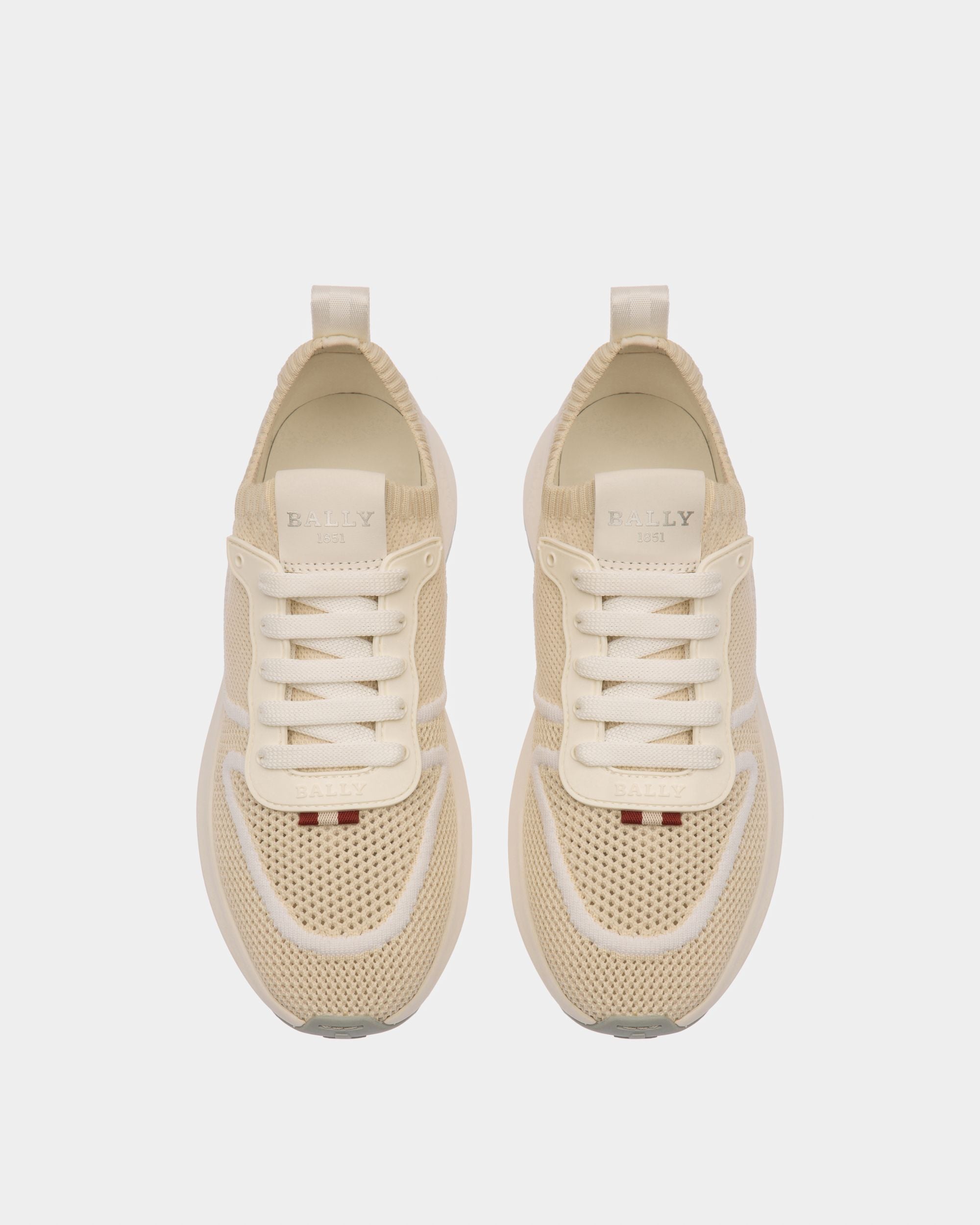 Davyn Zapatillas De Piel Y Malla En Blanco Empolvado - Mujer - Bally - 02