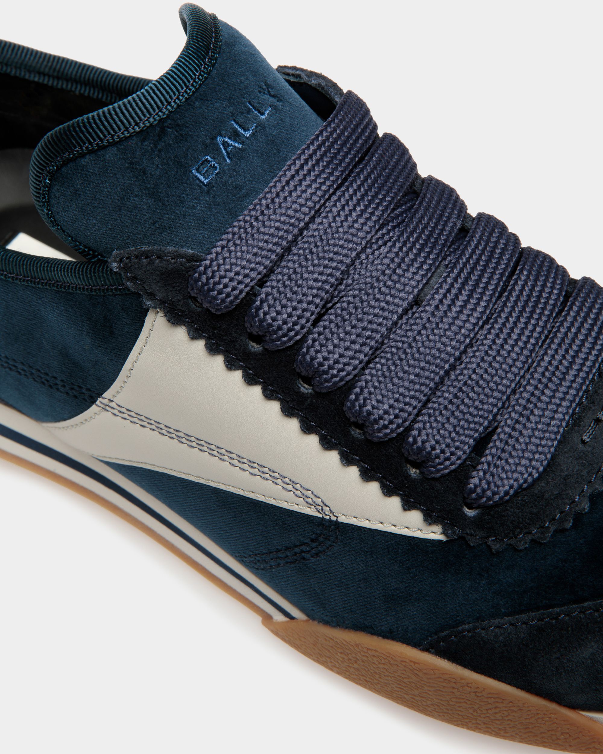 Sussex Sneakers In Midnight And Dusty White Leather And Cotton - Women's - Bally - 05