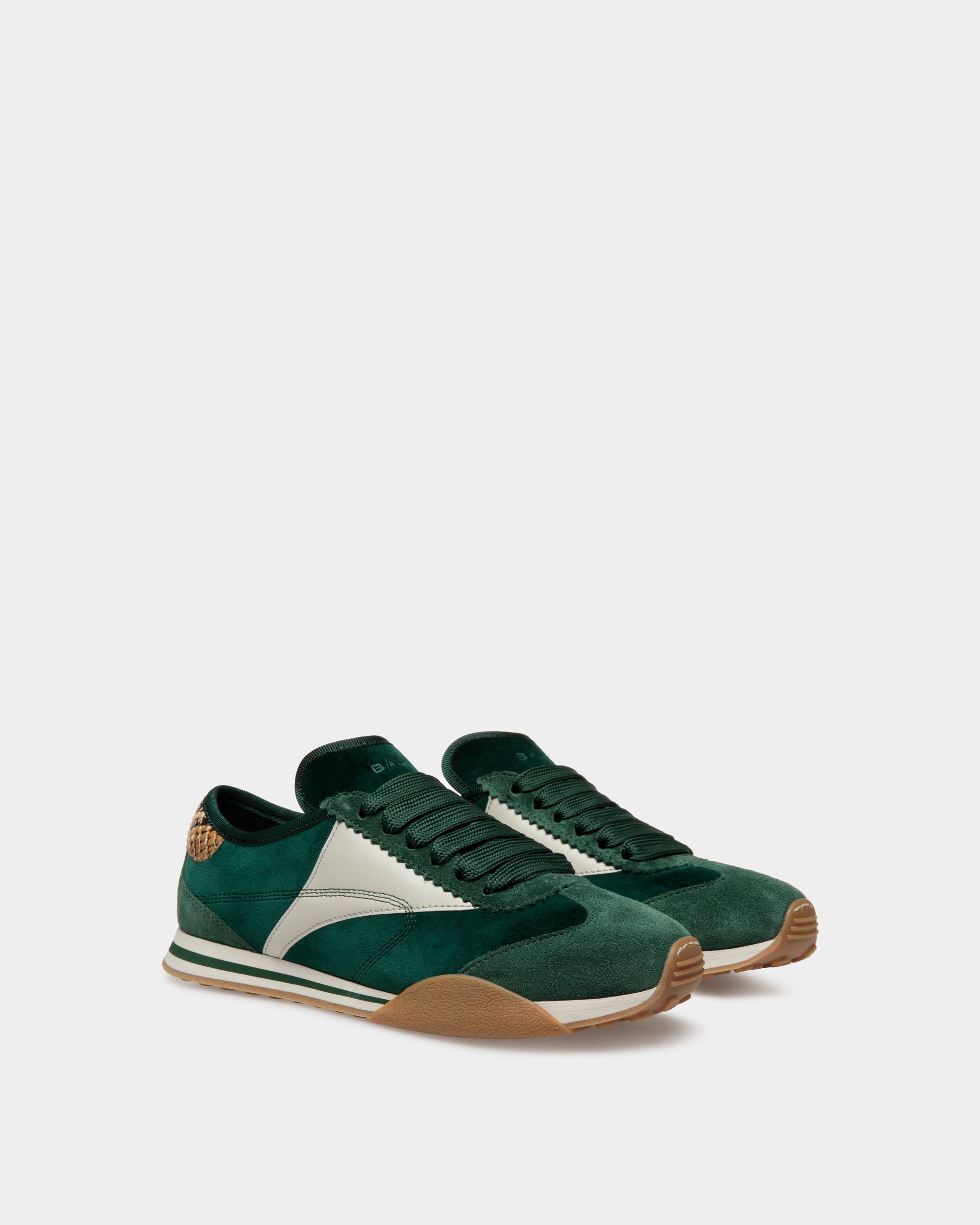 Zapatillas Sussex De Piel Y Algodón Color Menta Y Blanco Roto - Mujer - Bally - 02