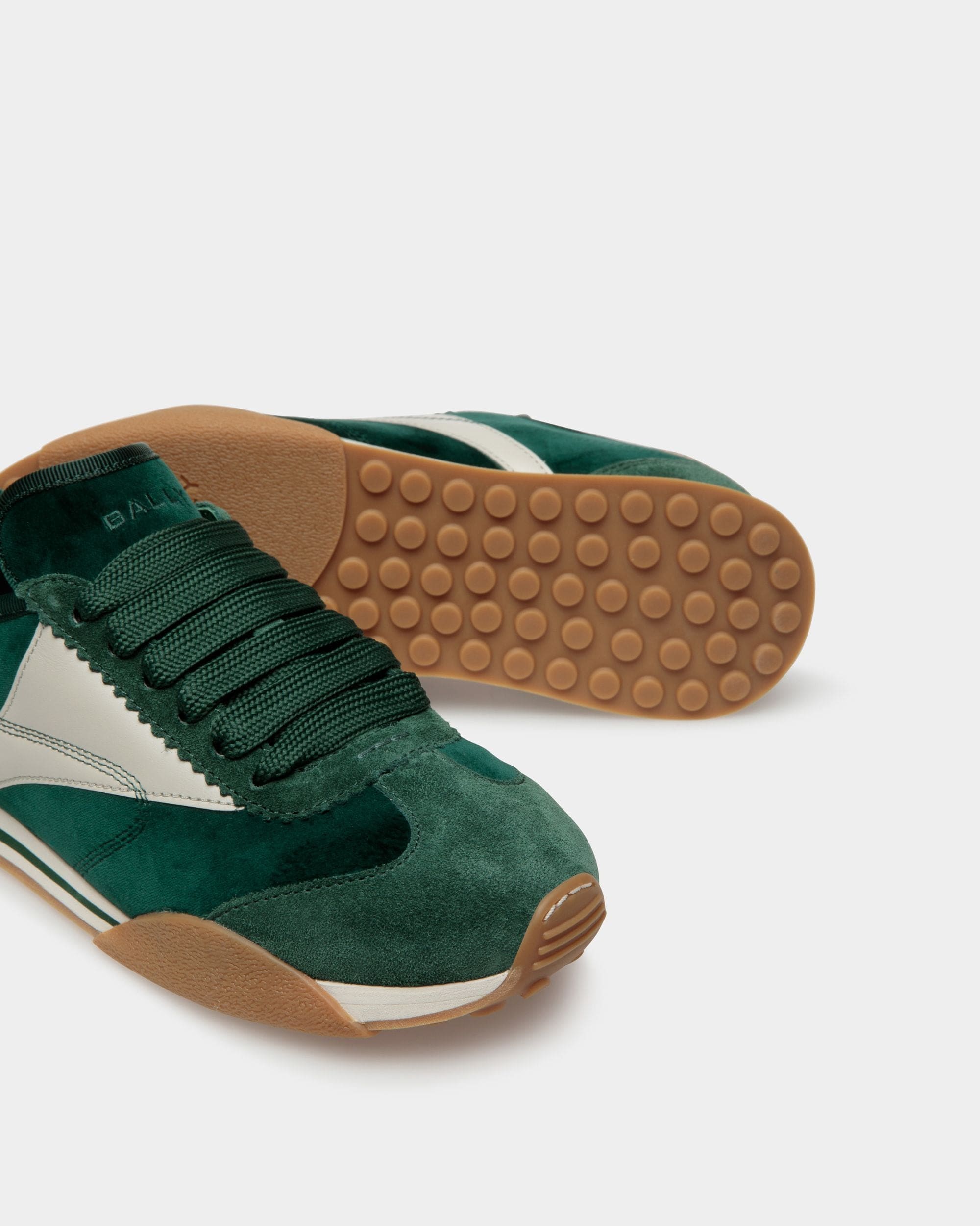 Zapatillas Sussex De Piel Y Algodón Color Menta Y Blanco Roto - Mujer - Bally - 04
