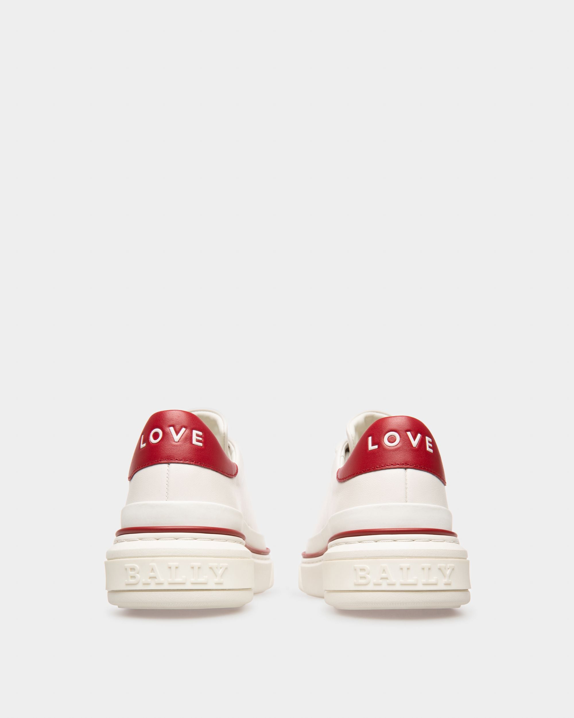 Maily Zapatilla En Piel De Color Blanco Y Rojo - Mujer - Bally - 04