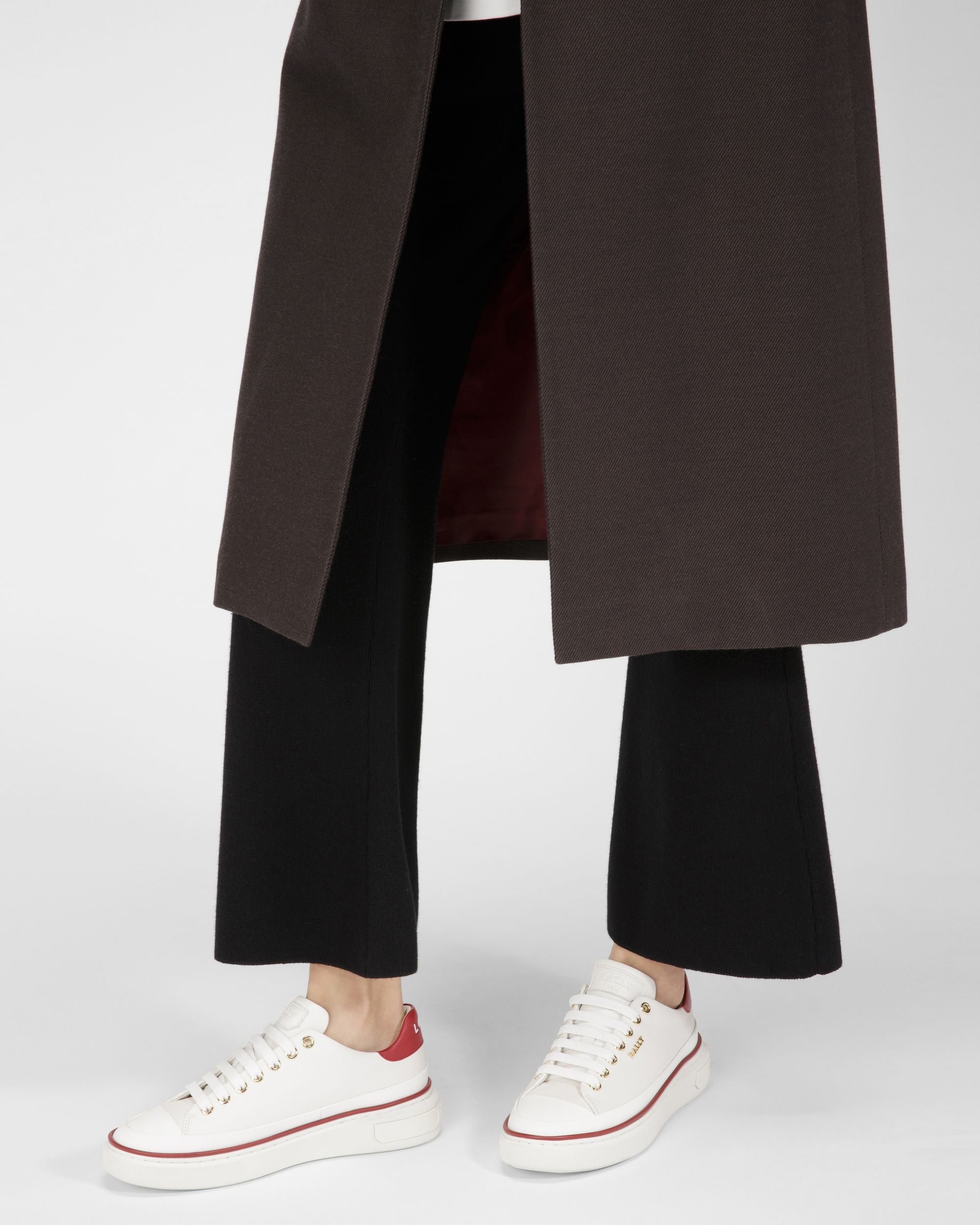 Maily Zapatilla En Piel De Color Blanco Y Rojo - Mujer - Bally - 07