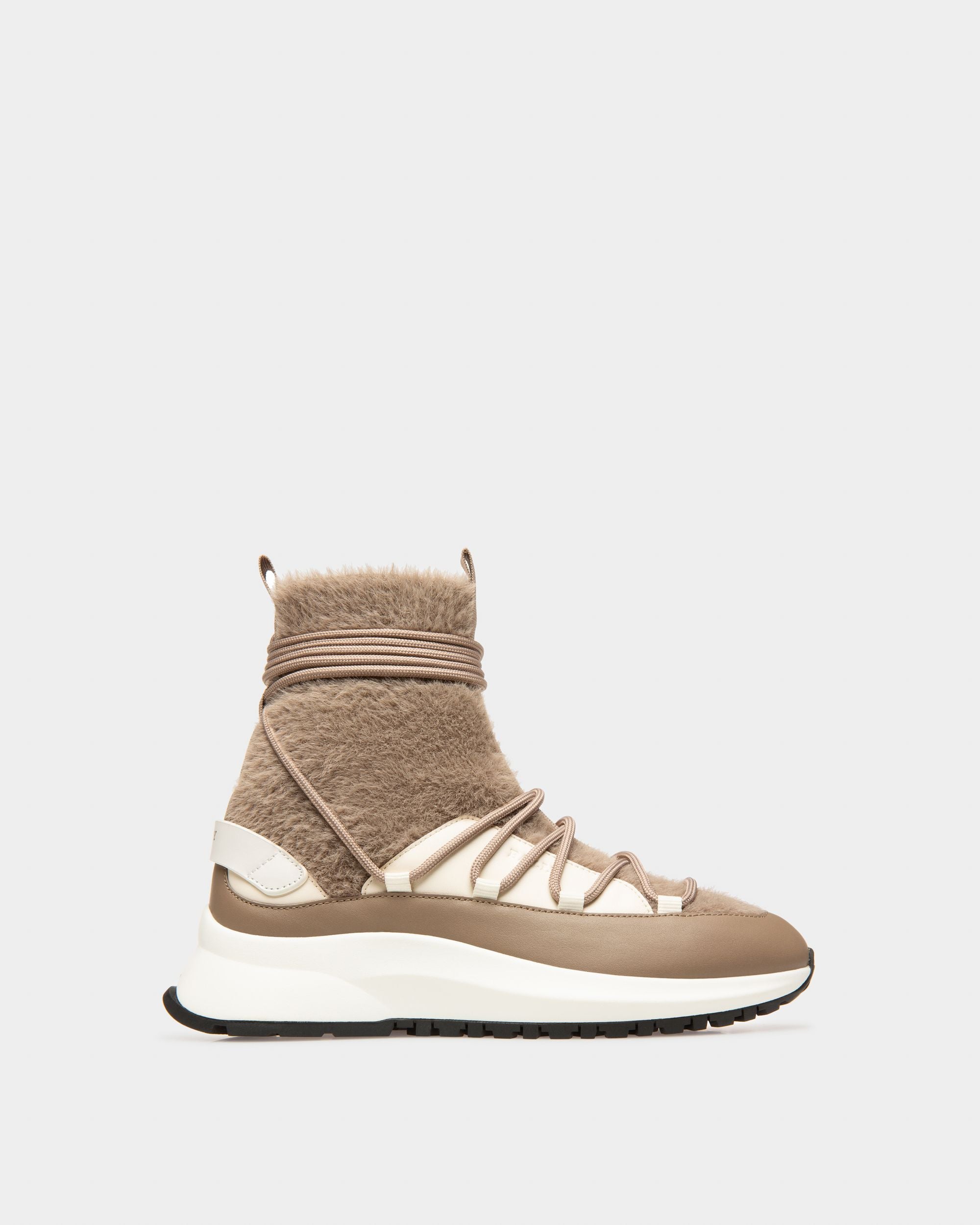 Dalyla Botas En Piel Y Cachemir De Color Marrón Topo Y Crema - Mujer - Bally - 01