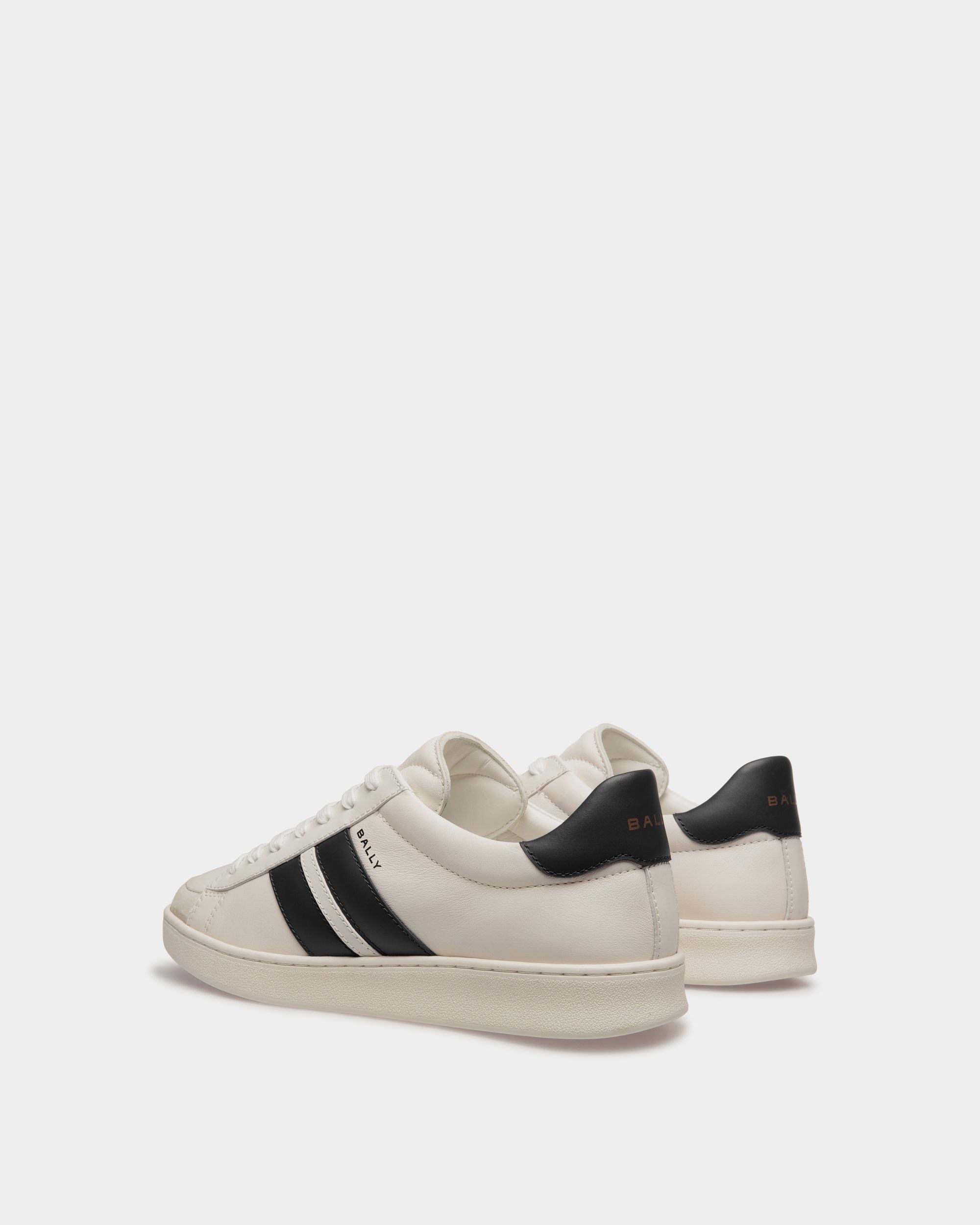 Zapatilla Tennis De Piel Blanca Y Negra - Mujer - Bally - 04