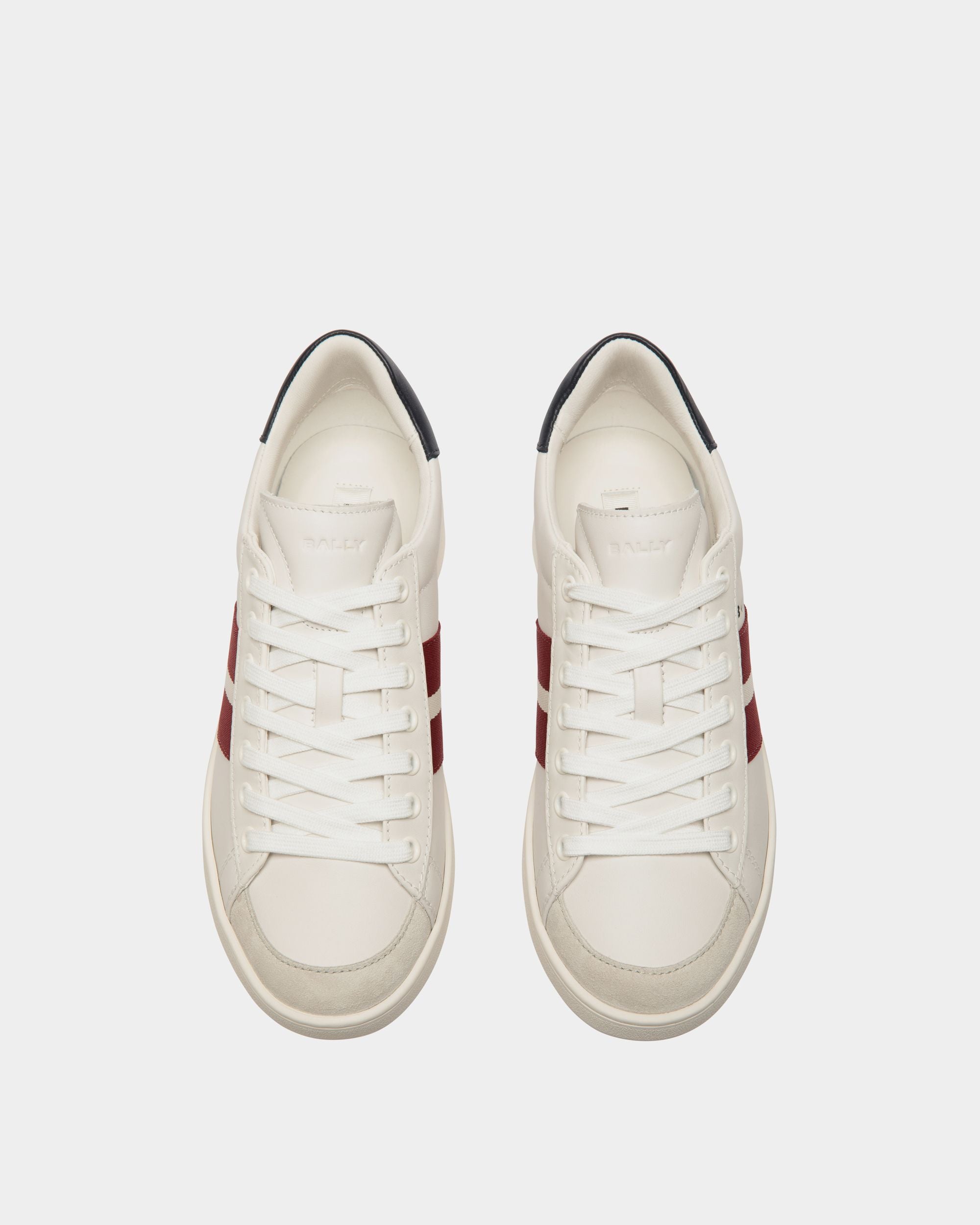 Tennis Sneaker in White and Navy Blue Leather - Women's - Bally - 04