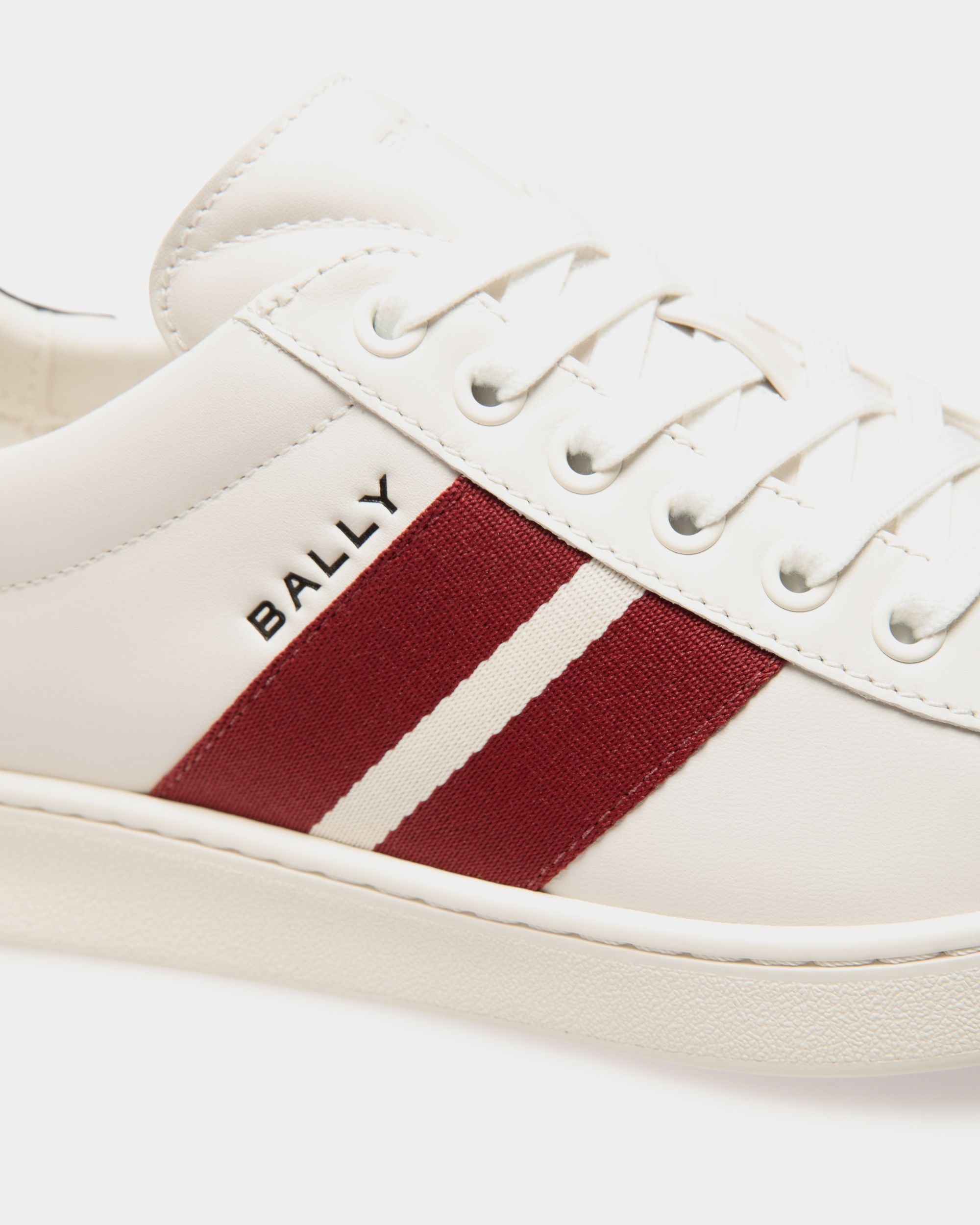 Tennis Sneaker in White and Navy Blue Leather - Women's - Bally - 05