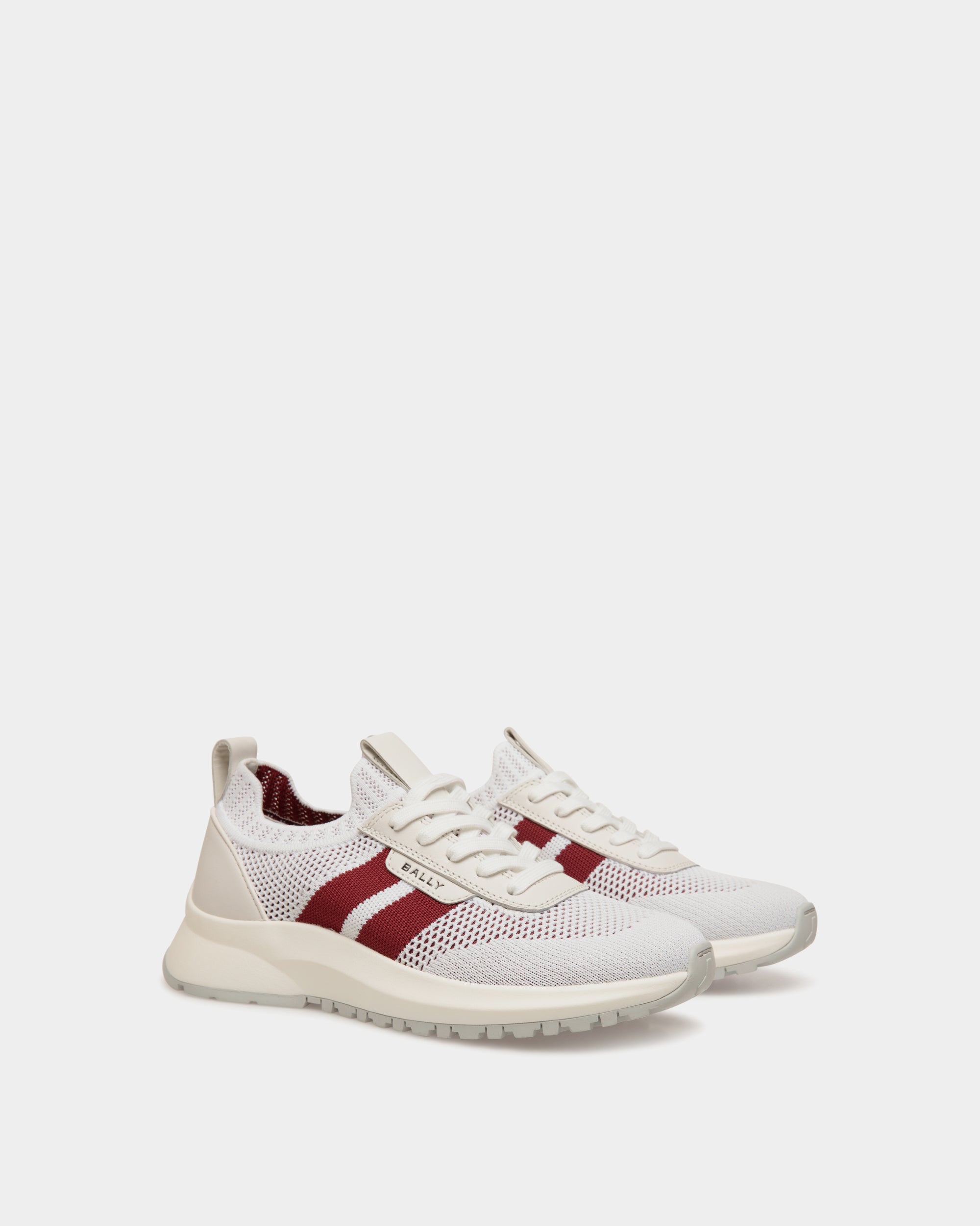 Zapatilla Outline De Punto Blanco Y Rojo - Mujer - Bally - 02