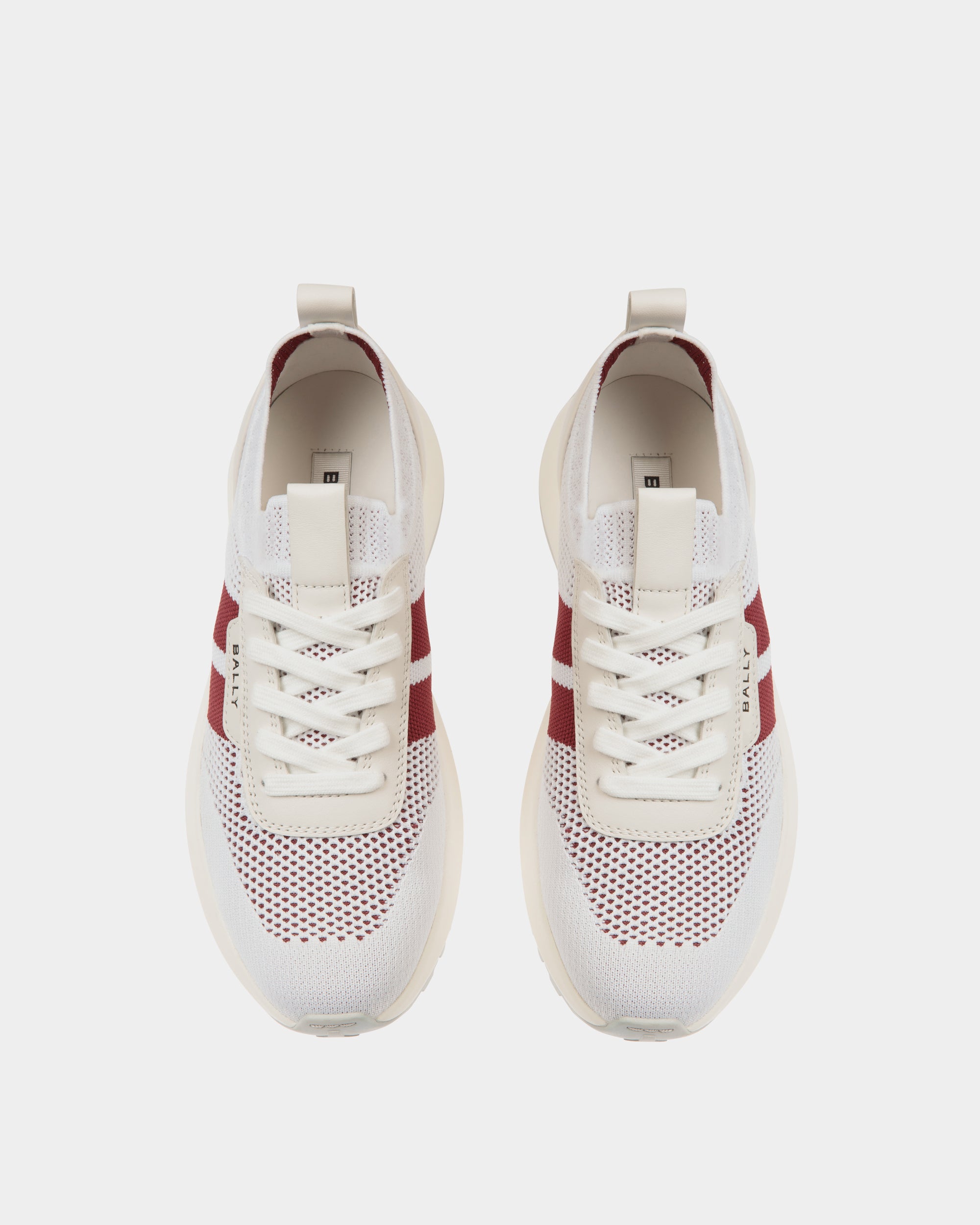 Zapatilla Outline De Punto Blanco Y Rojo - Mujer - Bally - 04
