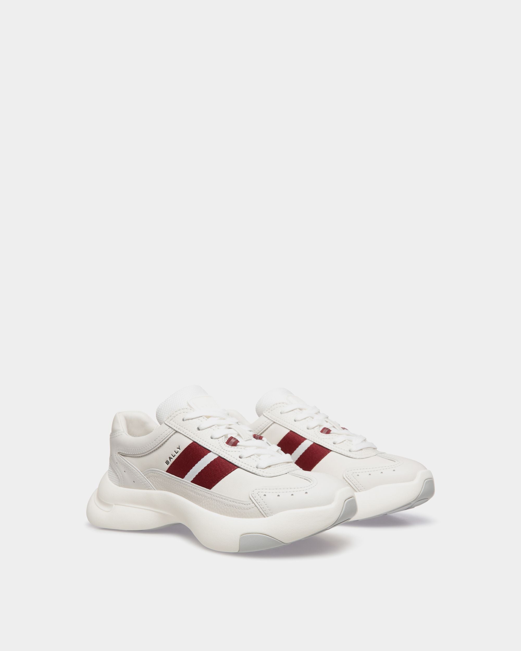 Dune Sneaker in White Leather with a Red Bally Ribbon - Mujer - Bally - 03