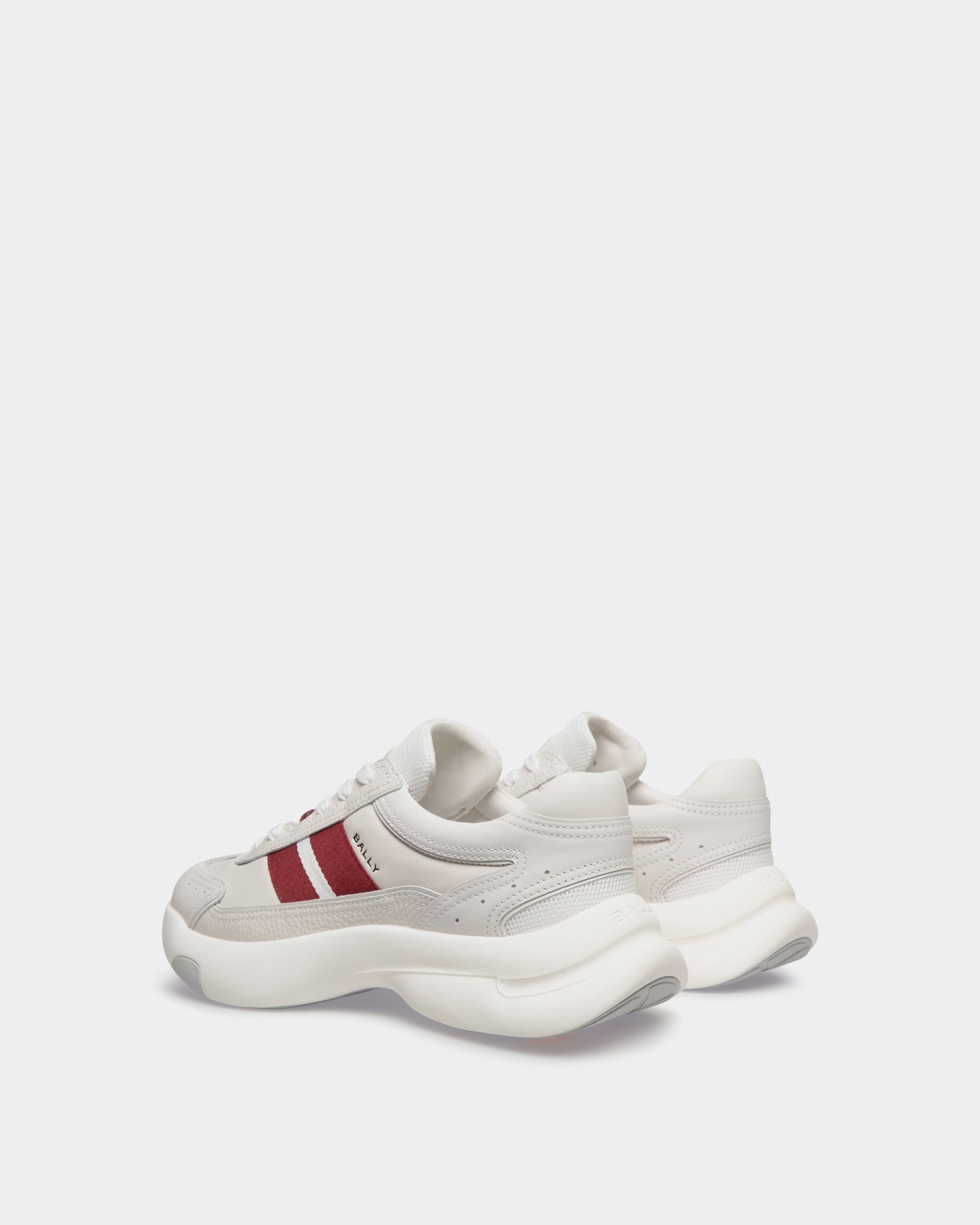 Dune Sneaker in White Leather with a Red Bally Ribbon - Mujer - Bally - 04