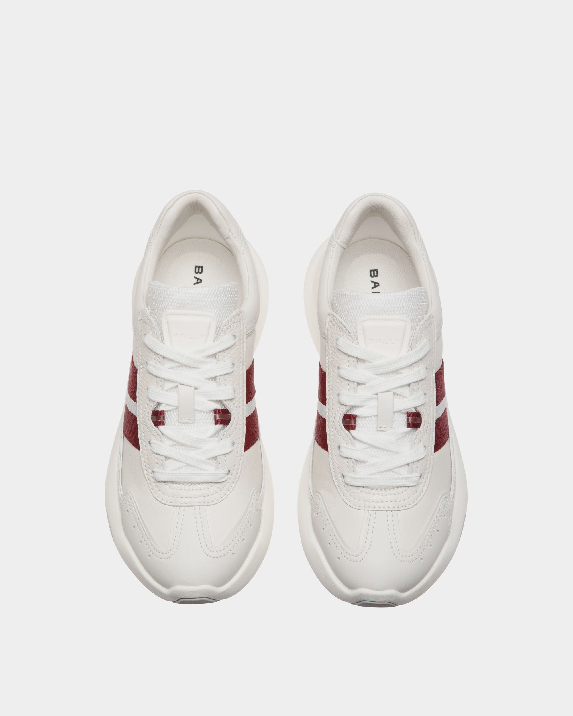 Dune Sneaker in White Leather with a Red Bally Ribbon - Mujer - Bally - 05