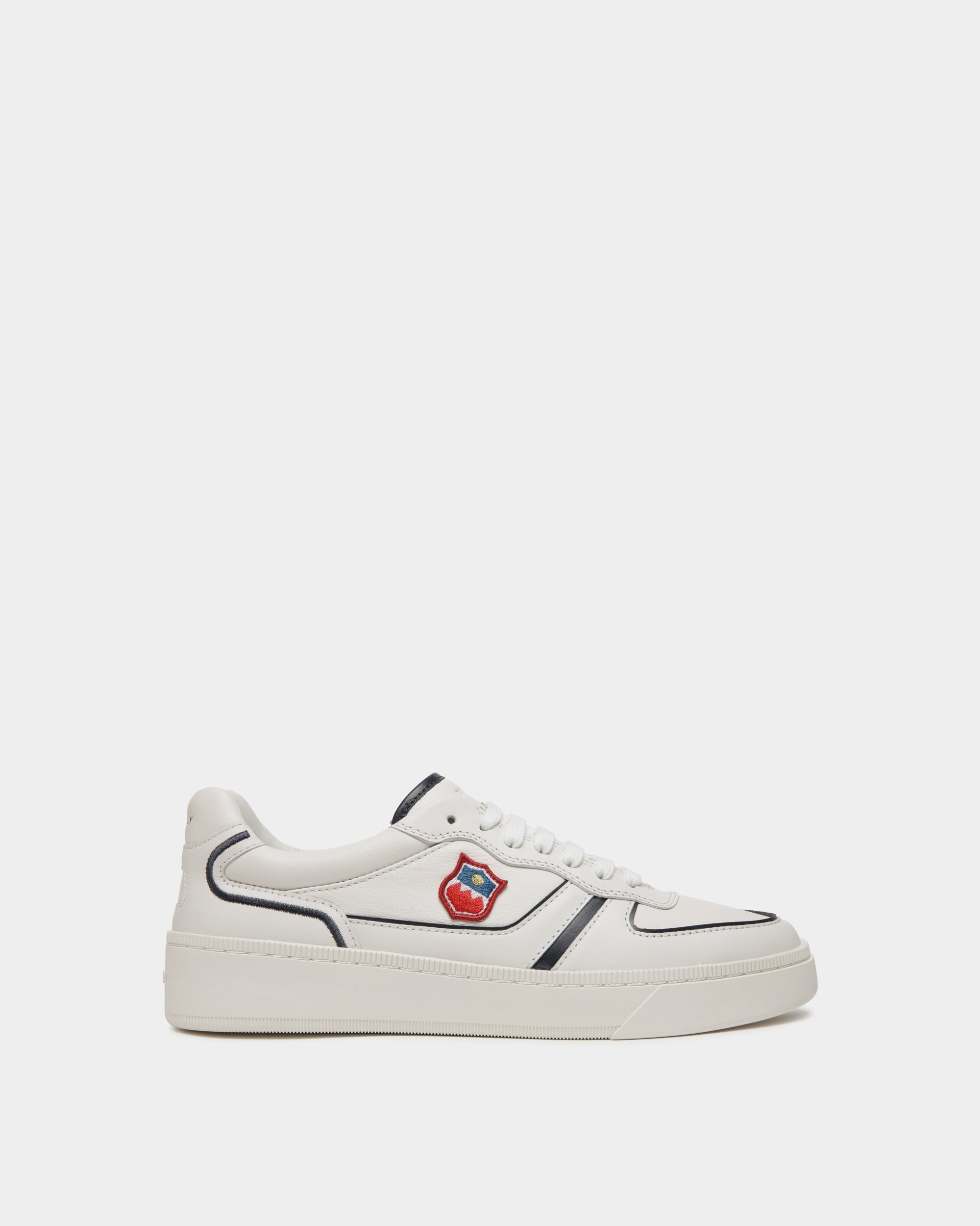 Zapatilla Raise De Piel Blanca Y Navy Blue - Mujer - Bally - 01