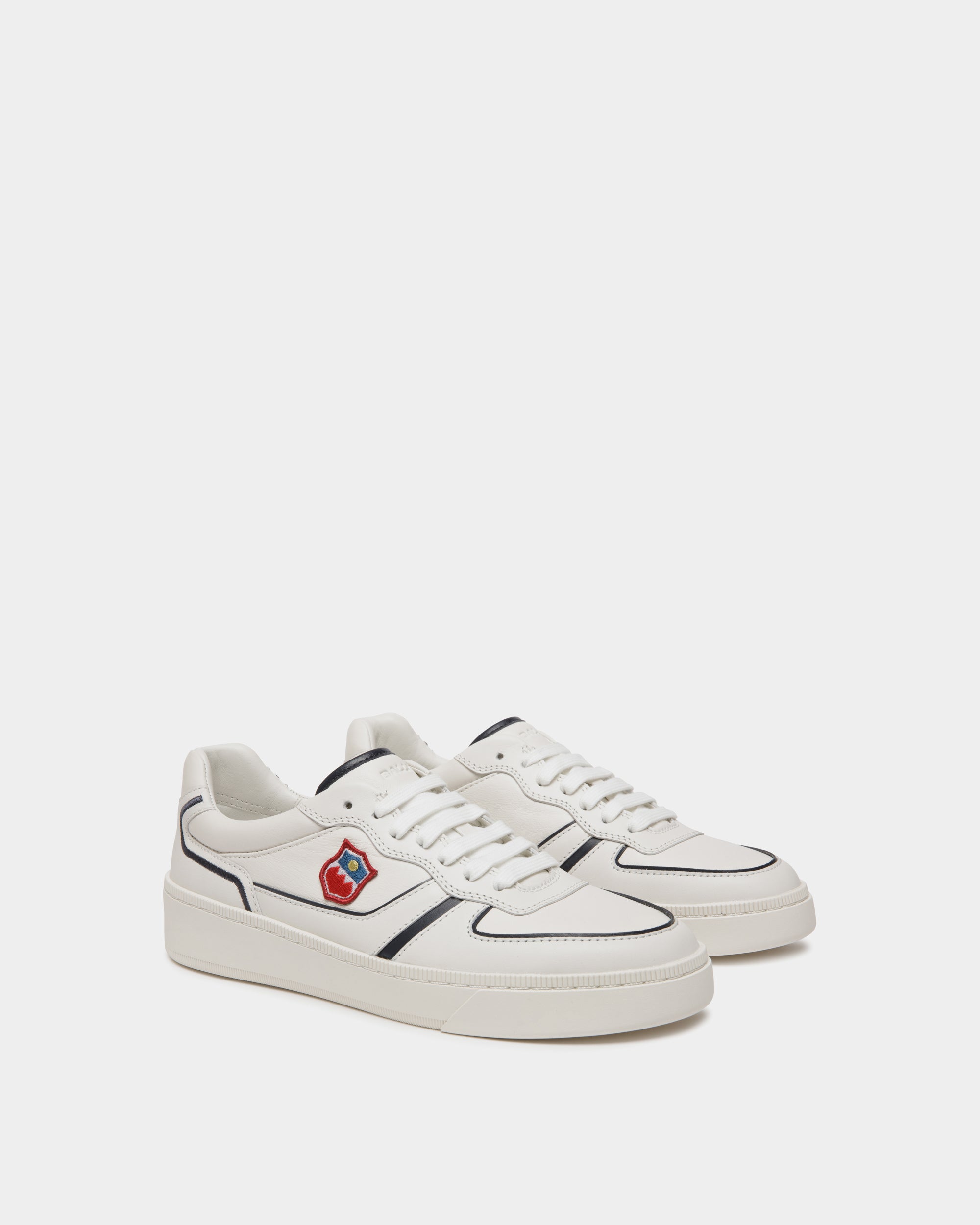 Zapatilla Raise De Piel Blanca Y Navy Blue - Mujer - Bally - 03