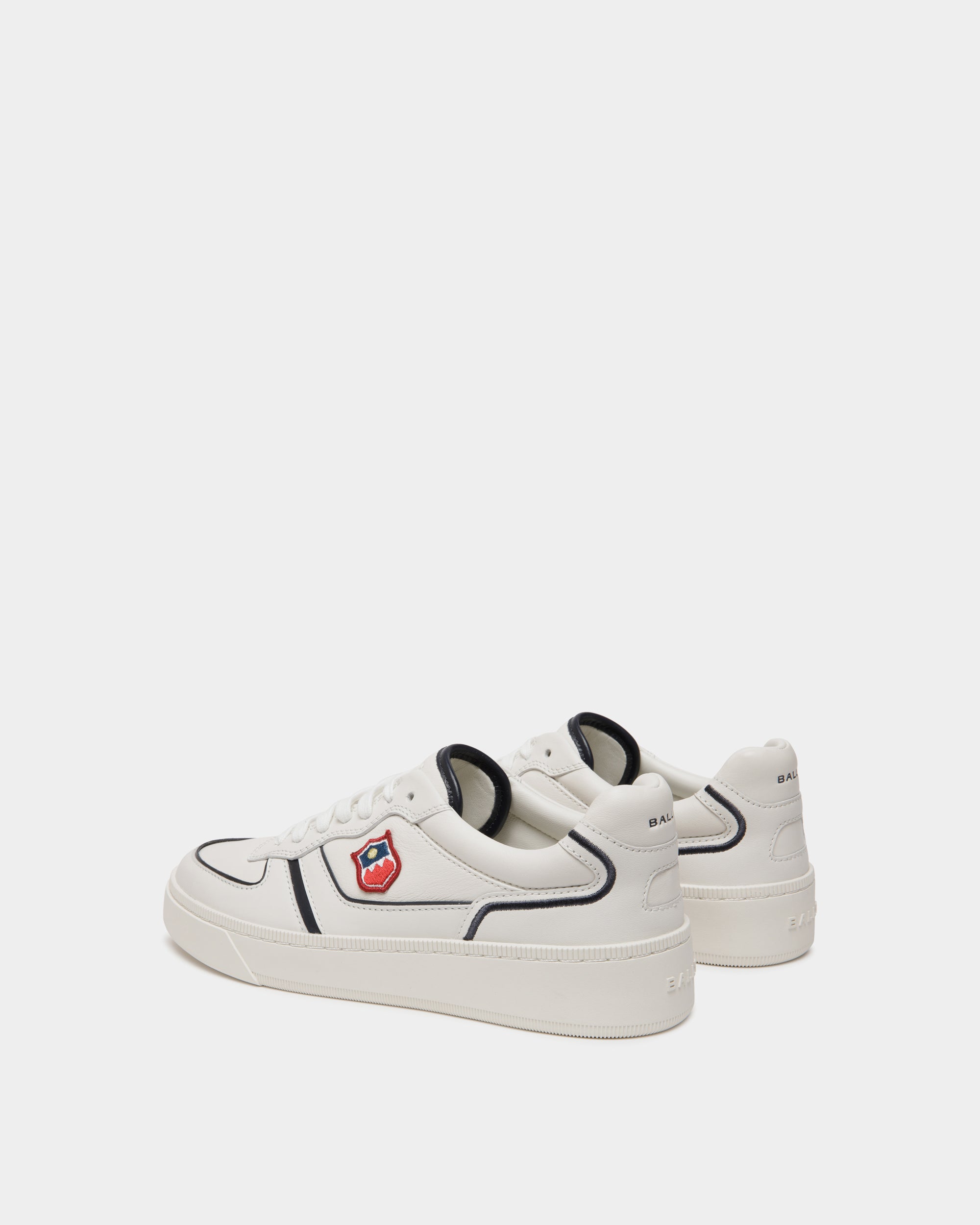 Zapatilla Raise De Piel Blanca Y Navy Blue - Mujer - Bally - 04