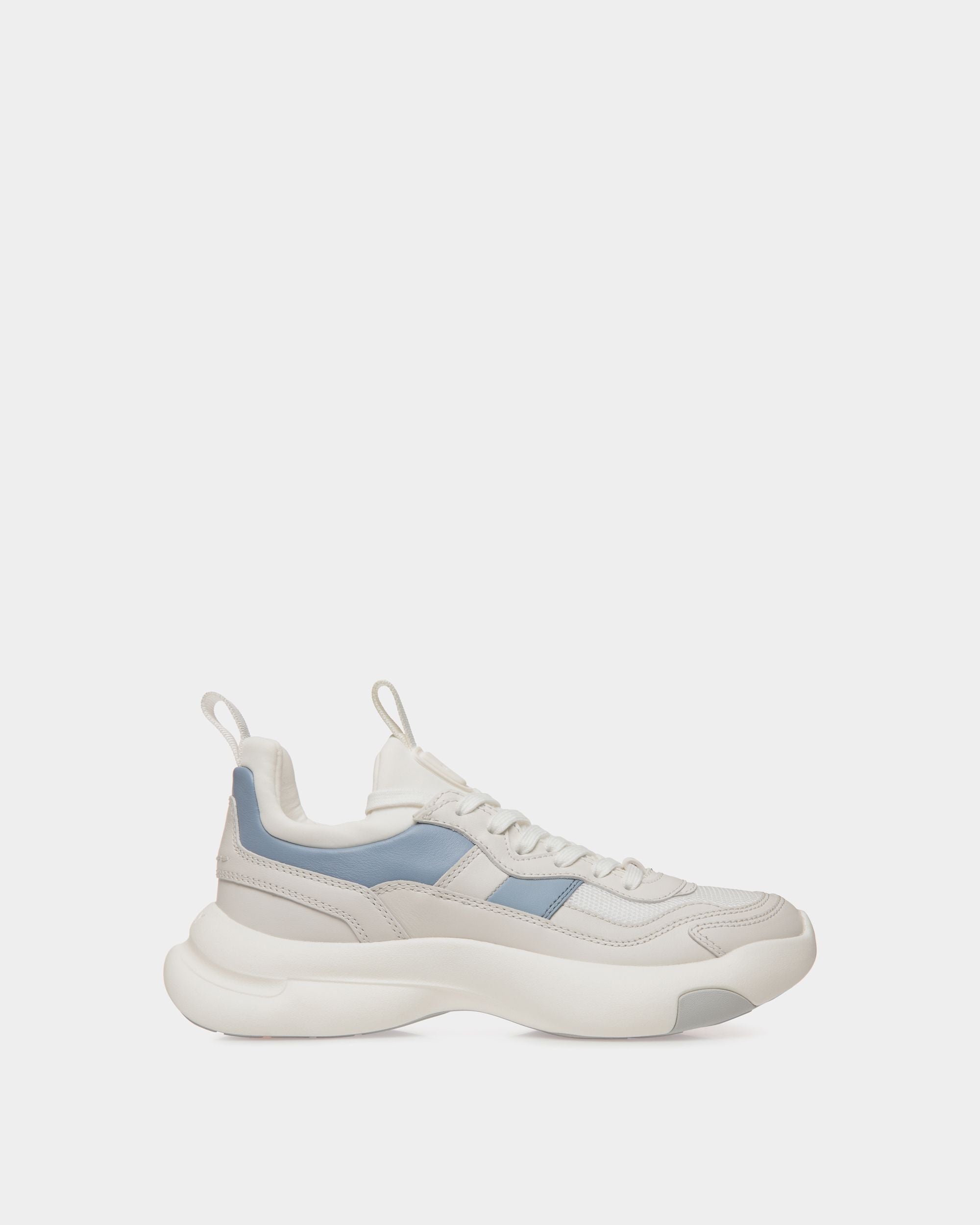 Dune Sneaker in White and Light Blue Leather - Women's - Bally - 01