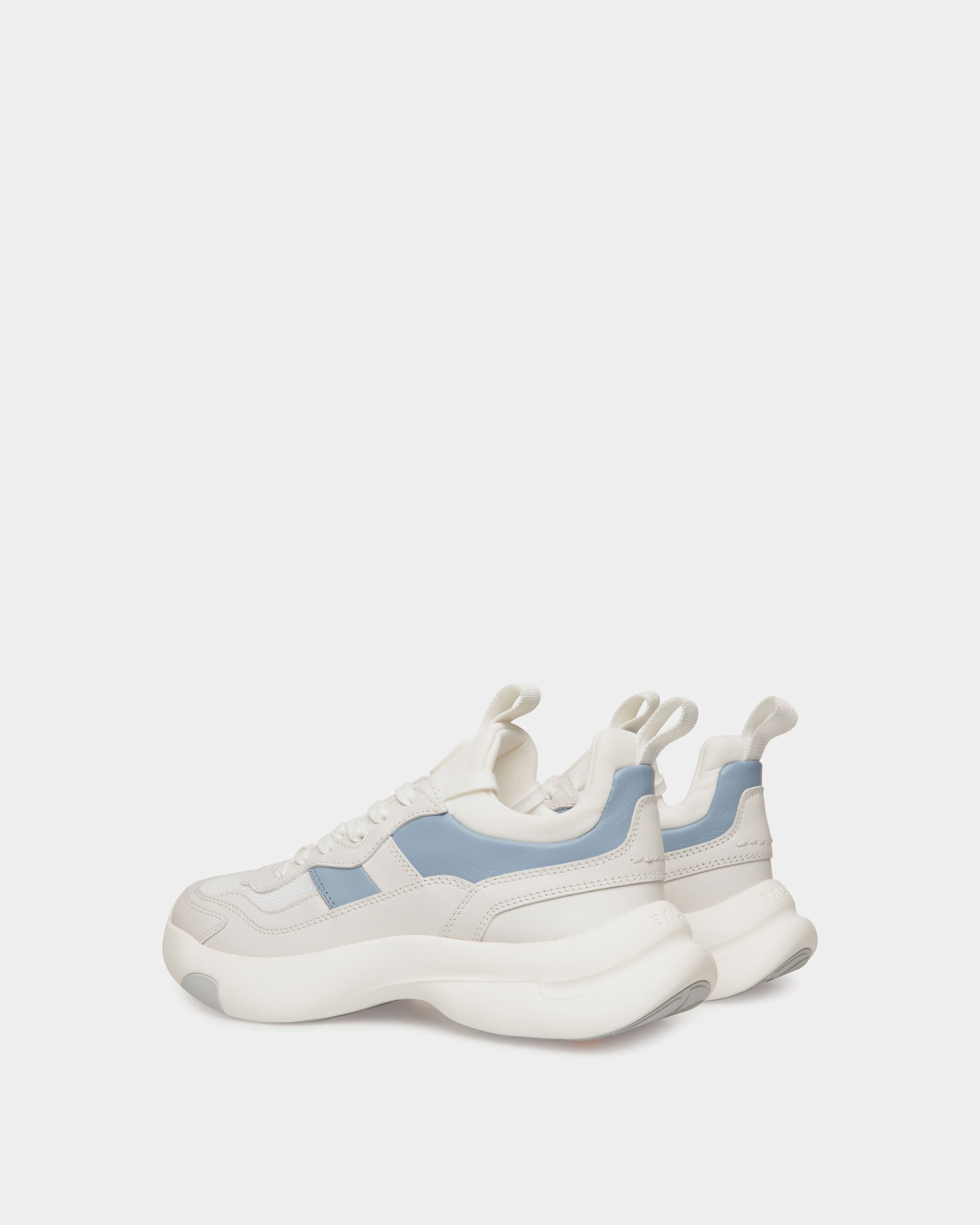 Dune Sneaker in White and Light Blue Leather - Women's - Bally - 04