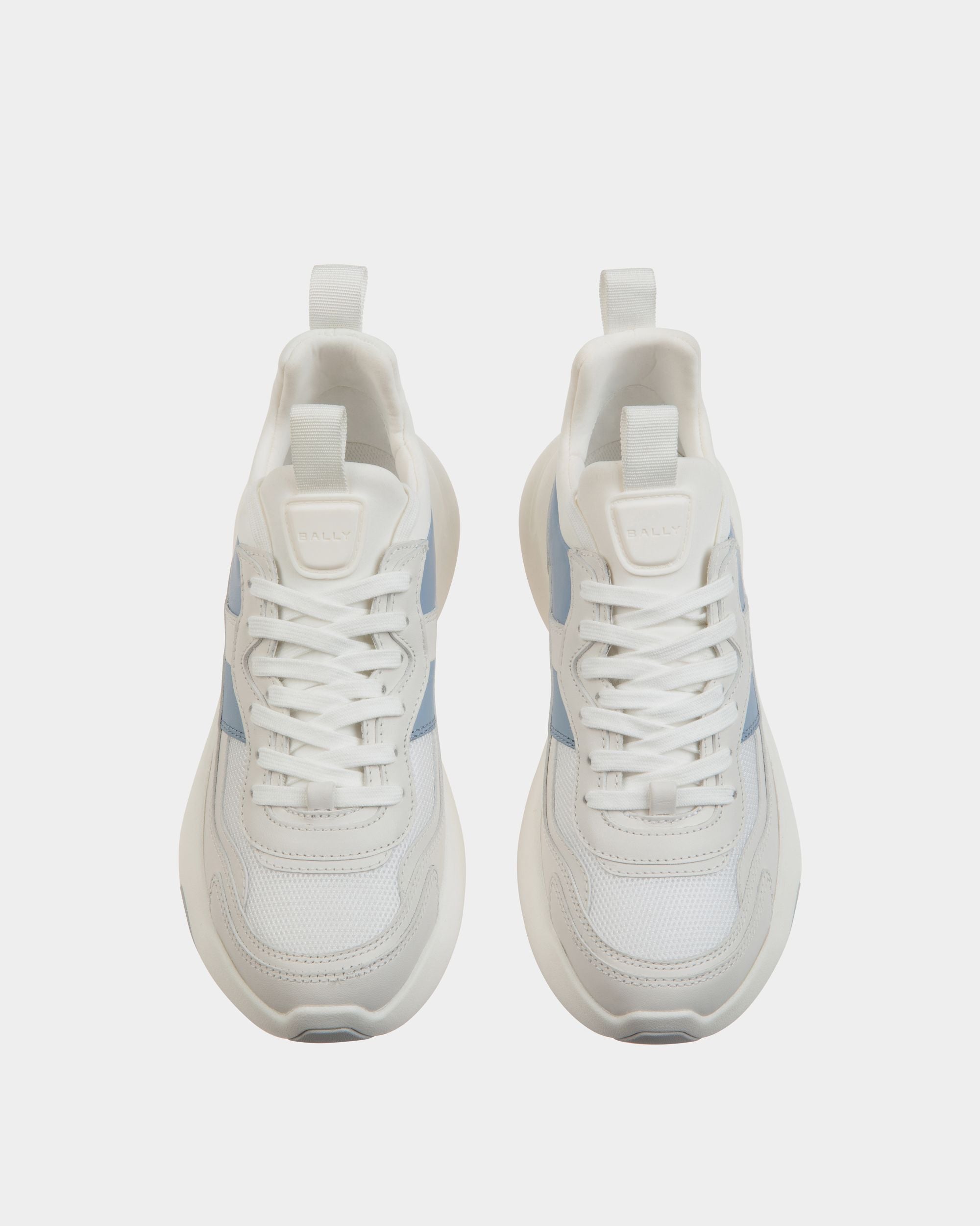 Dune Sneaker in White and Light Blue Leather - Women's - Bally - 05