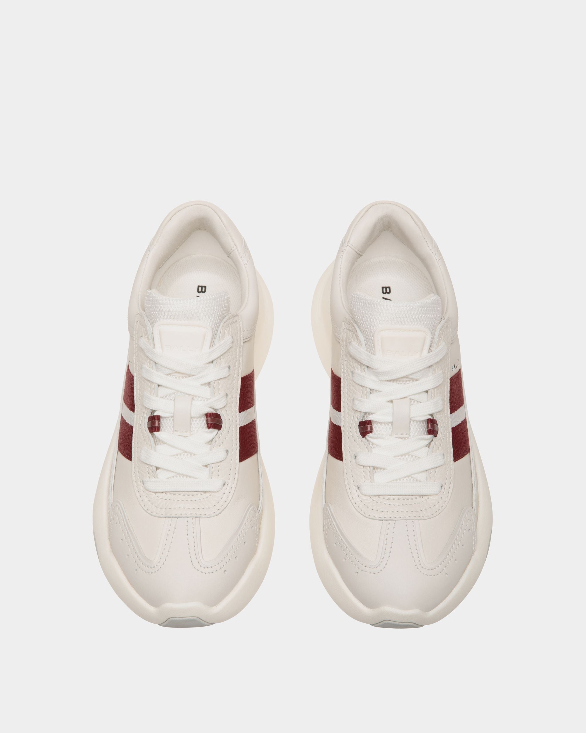Dune Sneaker in White and Red Leather - Mujer - Bally - 05